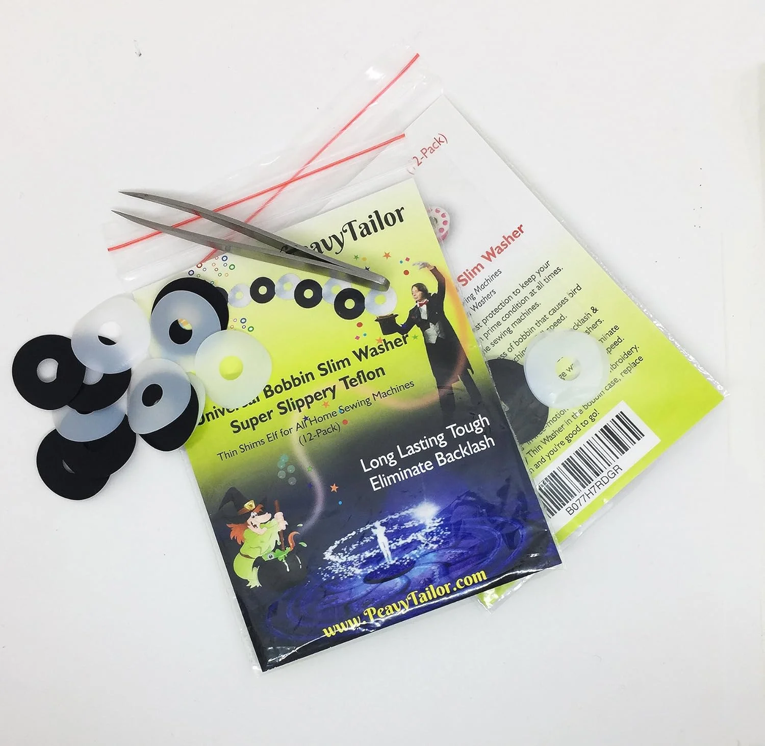 واشرهای بوبین تفلون فوق لغزنده PeavyTailor، بسته 12 عددی. از گره خوردن و ایجاد لانه پرنده در ماسوره های خود جلوگیری کنید! جنس تفلون بادوام و ماندگار، واشرهای بوبین جادویی Little Genie