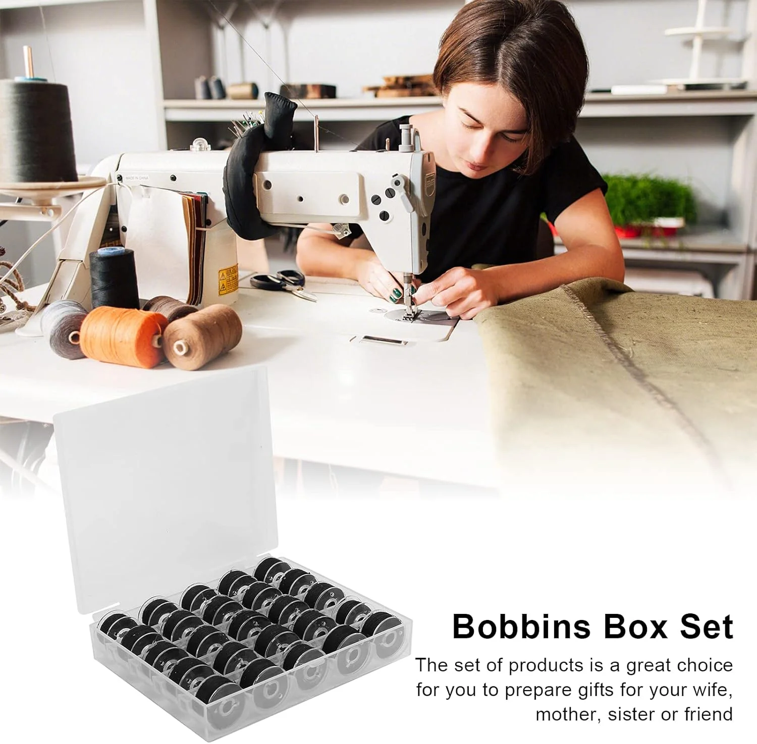 نخ خیاطی PEHUB، ماسوره نخ 25 عددی با جعبه قرقره شفاف برای گلدوزی و چرخ خیاطی برای تعمیر لباس