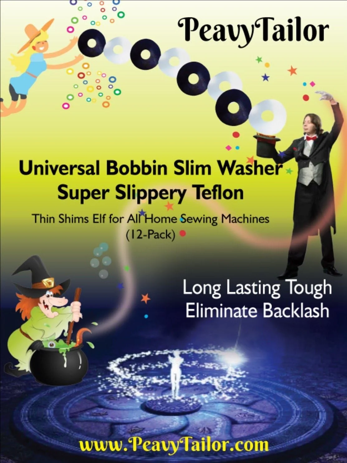 واشرهای بوبین تفلون فوق لغزنده PeavyTailor، بسته 12 عددی. از گره خوردن و ایجاد لانه پرنده در ماسوره های خود جلوگیری کنید! جنس تفلون بادوام و ماندگار، واشرهای بوبین جادویی Little Genie