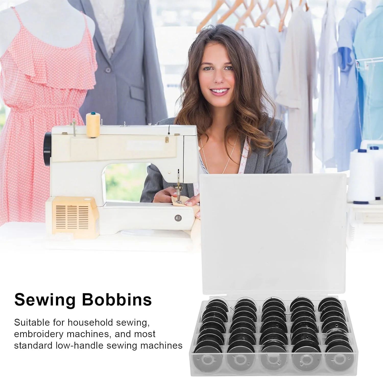 نخ خیاطی PEHUB، ماسوره نخ 25 عددی با جعبه قرقره شفاف برای گلدوزی و چرخ خیاطی برای تعمیر لباس