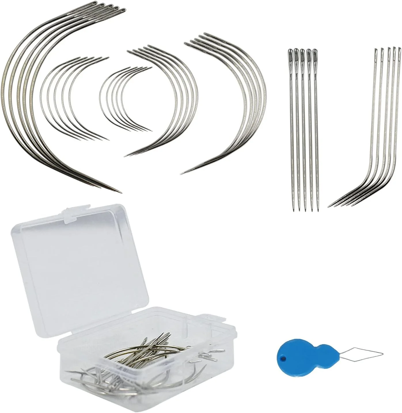 پیکسیونگ 36 عدد سوزن های منحنی J I C سوزن های خیاطی دستی سوزن های بافت مو برای ساخت کلاه گیس، چرم فرش، تعمیر بوم، مدل سازی و صنایع دستی پارچه مبل، کفش