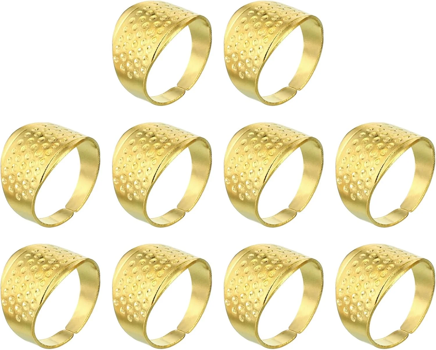 انگشتانه خیاطی فلزی PATIKIL، 10 عدد محافظ انگشت قابل تنظیم حلقه انگشتانه برای بافندگی، کاردستی و سوزن دوزی، طلایی انگشتانه خیاطی فلزی PATIKIL، 10 عدد محافظ انگشت قابل تنظیم حلقه انگشتانه برای بافندگی، کاردستی و سوزن دوزی، طلایی