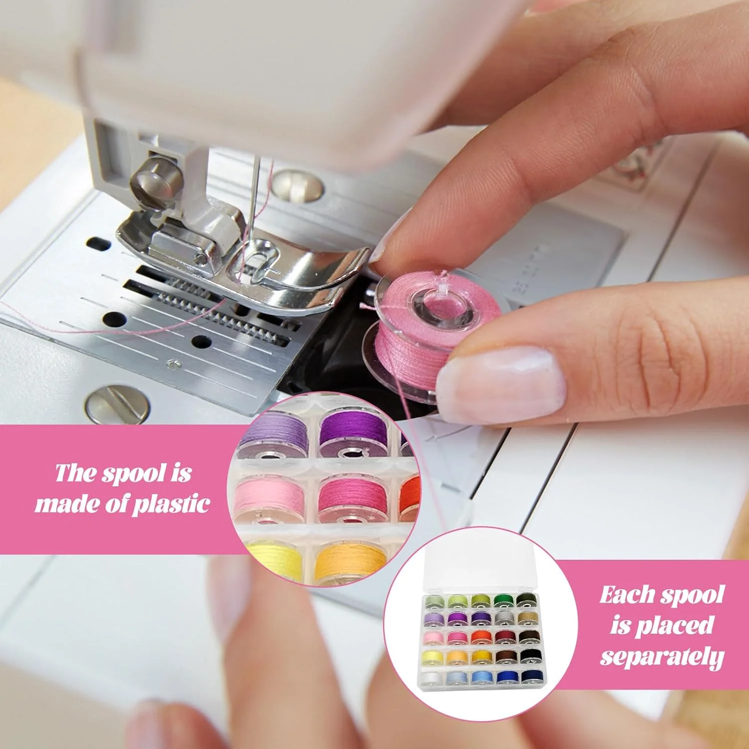 قرقره های چرخ خیاطی pcsfoe، لوازم جانبی چرخ خیاطی، بسته 25 رنگی همراه با جعبه نگهداری شفاف، ایده آل برای خیاطی، چرخ خیاطی های خانگی، پروژه های صنایع دستی و سایر کاربردها قرقره های چرخ خیاطی pcsfoe، لوازم جانبی چرخ خیاطی، بسته 25 رنگی همراه با جعبه نگهداری شفاف، ایده آل برای خیاطی، چرخ خیاطی های خانگی، پروژه های صنایع دستی و سایر کاربردها