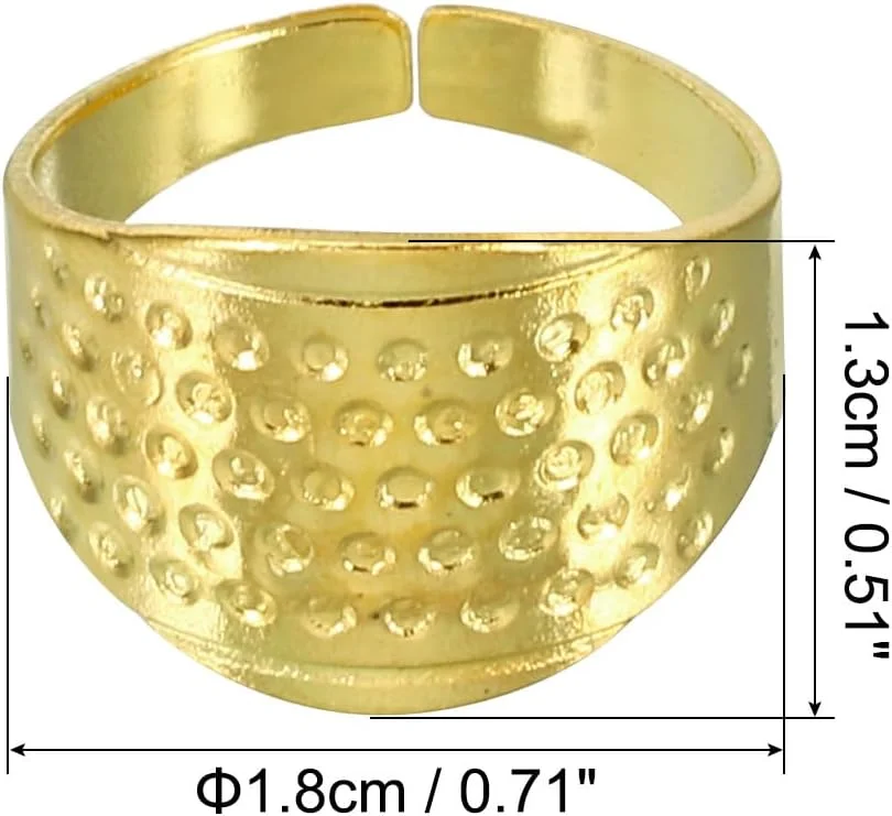 انگشتانه خیاطی فلزی PATIKIL، 10 عدد محافظ انگشت قابل تنظیم حلقه انگشتانه برای بافندگی، کاردستی و سوزن دوزی، طلایی