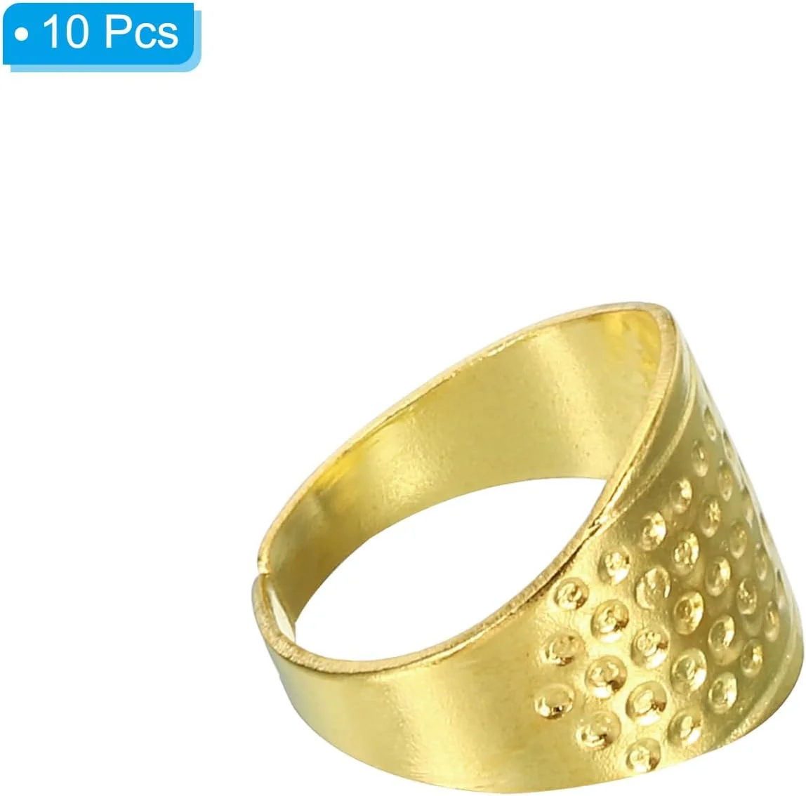 انگشتانه خیاطی فلزی PATIKIL، 10 عدد محافظ انگشت قابل تنظیم حلقه انگشتانه برای بافندگی، کاردستی و سوزن دوزی، طلایی