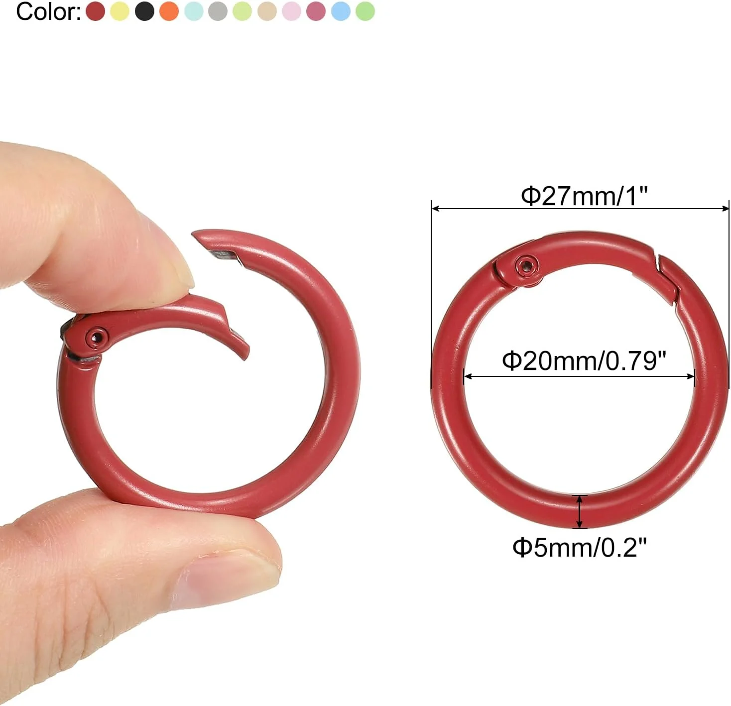 حلقه های فنری فلزی 27 میلی متری PATIKIL، حلقه های O فنری 12 عددی، گیره های فنری آلیاژ روی، حلقه های کلید فنری برای کیف دستی، چند رنگ حلقه های فنری فلزی 27 میلی متری PATIKIL، حلقه های O فنری 12 عددی، گیره های فنری آلیاژ روی، حلقه های کلید فنری برای کیف دستی، چند رنگ