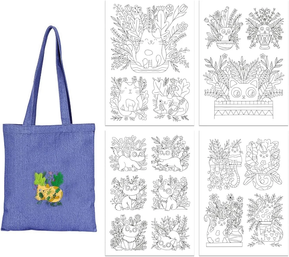 ایرون شیتس 16 عددی تثبیت کننده گلدوزی طرح گربه کاغذ گلدوزی محلول در آب تثبیت کننده های قابل شستشو برای گلدوزی دستی کیف/پارچه