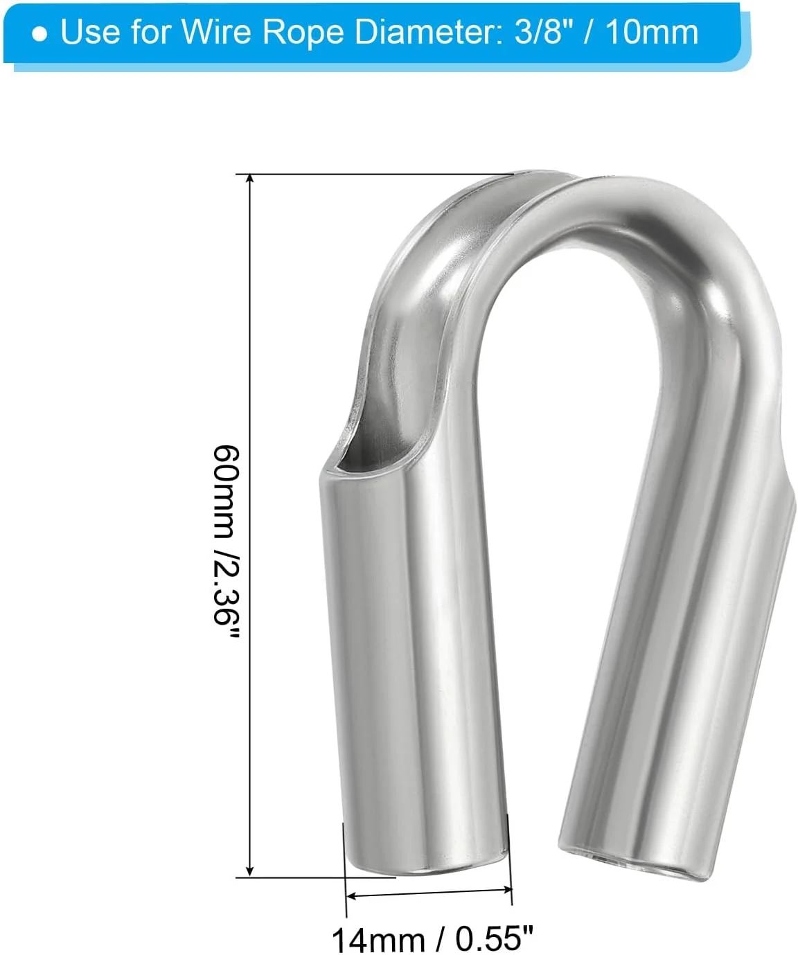 انگشتانه لوله سیم بکسل PATIKIL 3/8 اینچ / 10 میلی متر، بسته 2 عددی انگشتانه سیم بکسل استیل ضد زنگ 304 برای کشیدن و دکل بندی، نقره ای