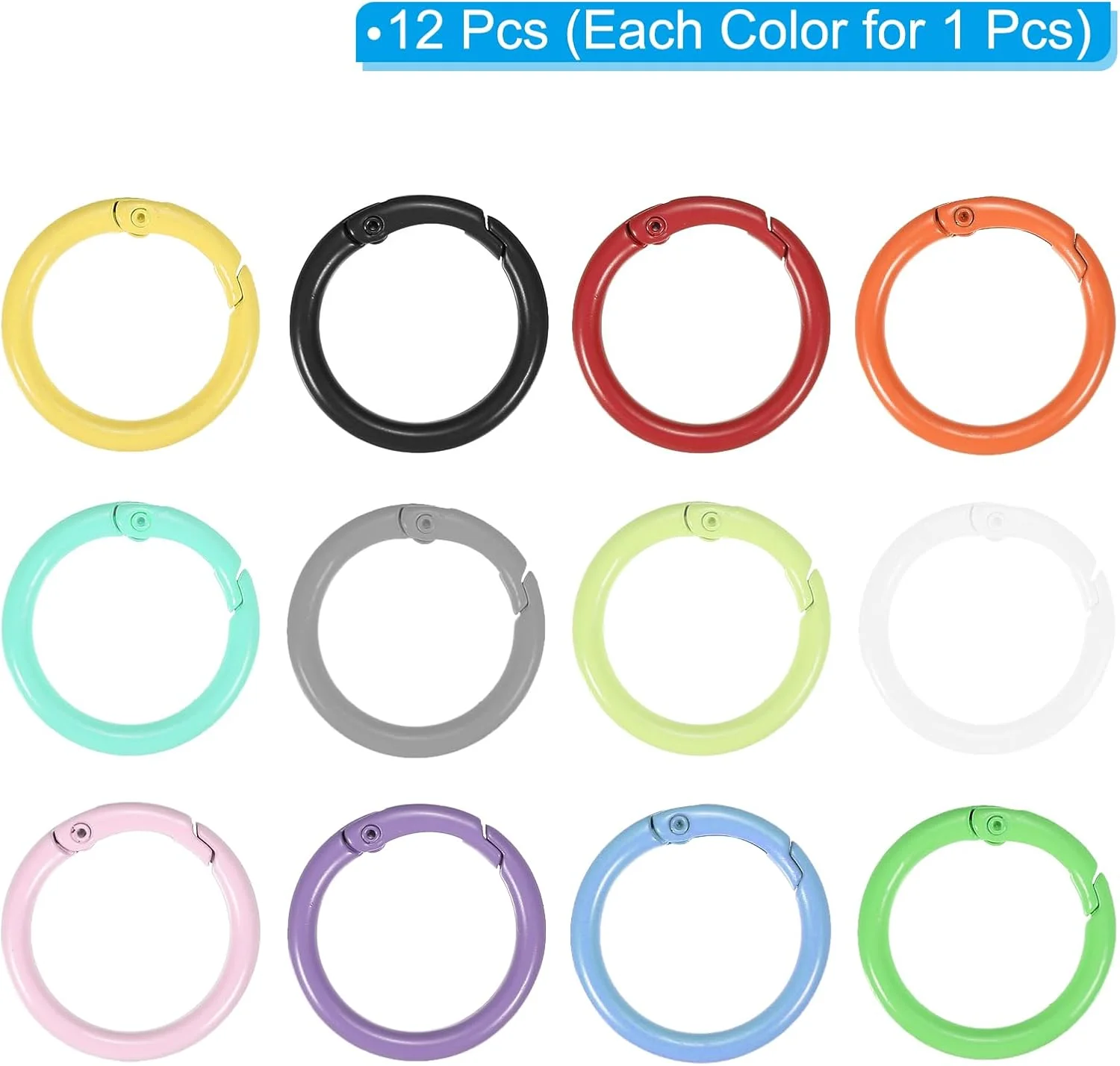 حلقه های فنری فلزی 27 میلی متری PATIKIL، حلقه های O فنری 12 عددی، گیره های فنری آلیاژ روی، حلقه های کلید فنری برای کیف دستی، چند رنگ حلقه های فنری فلزی 27 میلی متری PATIKIL، حلقه های O فنری 12 عددی، گیره های فنری آلیاژ روی، حلقه های کلید فنری برای کیف دستی، چند رنگ