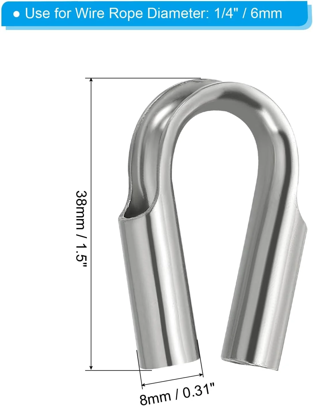 انگشتانه لوله سیم بکسل PATIKIL 1/4 اینچ / 6 میلی متر، بسته 4 عددی انگشتانه طناب فولادی ضد زنگ 304 برای کشیدن و مهار کردن، نقره ای