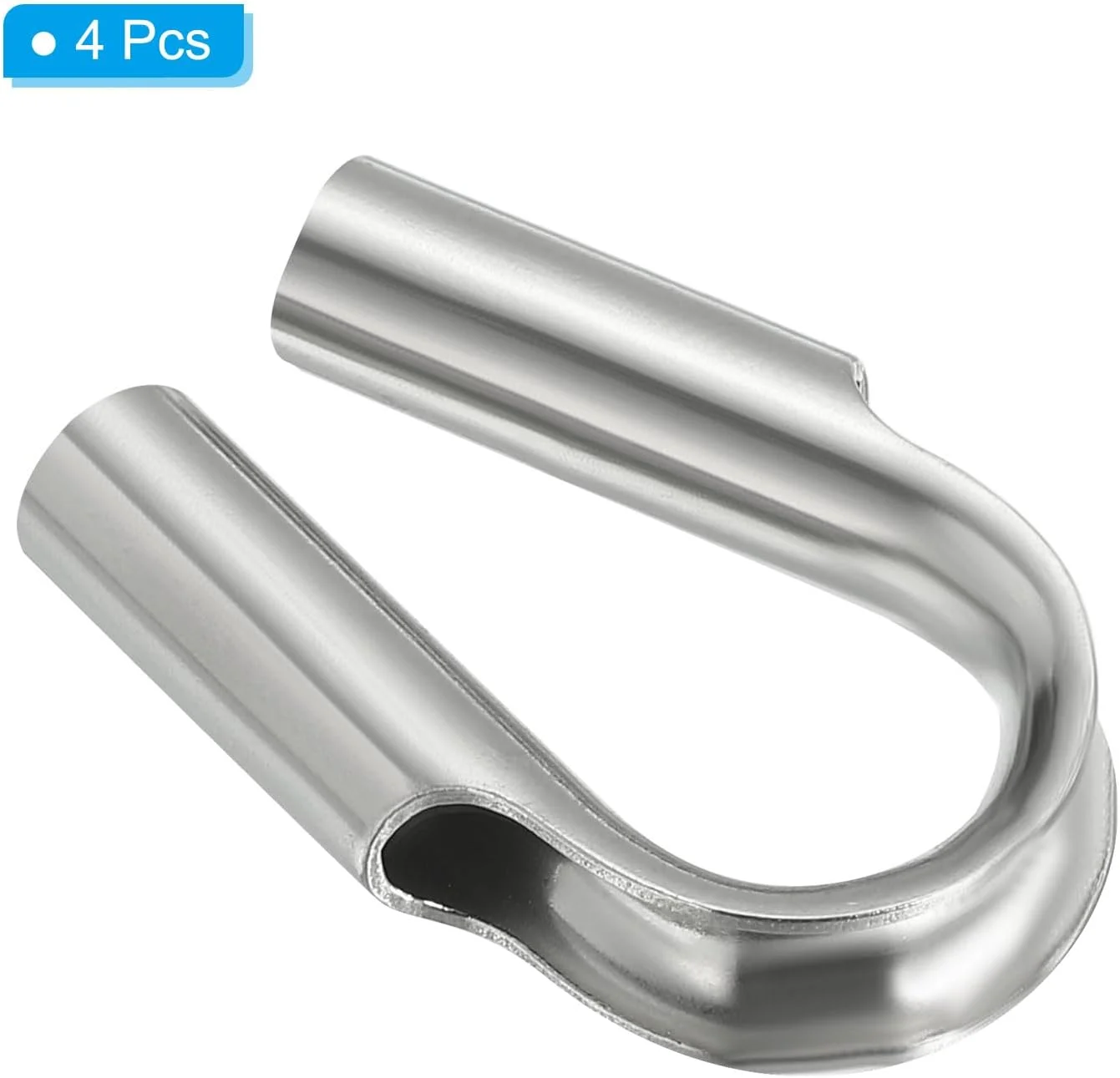 انگشتانه لوله سیم بکسل PATIKIL 1/4 اینچ / 6 میلی متر، بسته 4 عددی انگشتانه طناب فولادی ضد زنگ 304 برای کشیدن و مهار کردن، نقره ای