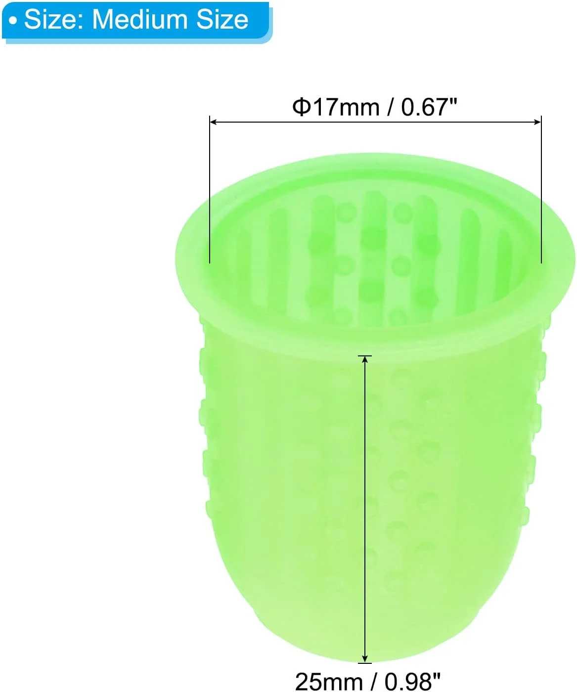 پد انگشتی لاستیکی پاتیکیل 0.67 اینچ، بسته 20 عددی محافظ نوک انگشت سیلیکونی برای شمارش، مرتب سازی، خیاطی اداری، سایز متوسط ​​سبز