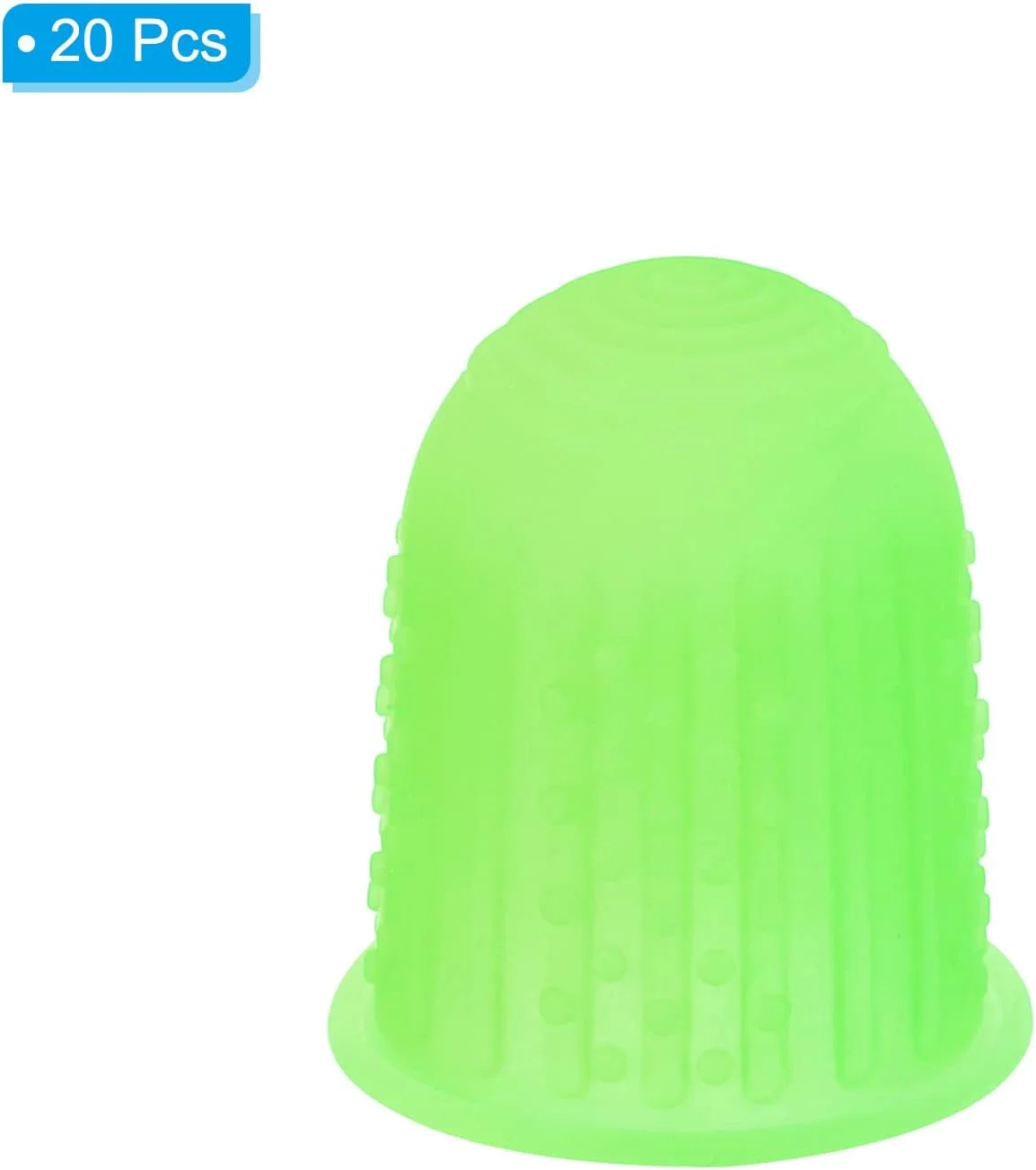 پد انگشتی لاستیکی پاتیکیل 0.67 اینچ، بسته 20 عددی محافظ نوک انگشت سیلیکونی برای شمارش، مرتب سازی، خیاطی اداری، سایز متوسط ​​سبز