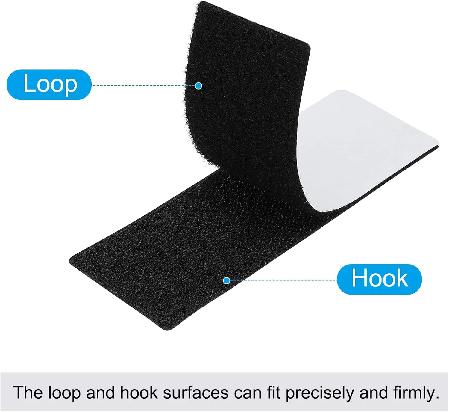 نقاط قلاب و حلقه ای پاتیکیل، 30 × 100 میلی متر، 16 ست نایلونی، نوار مستطیلی خود چسب، اتصالات پشتی چسب قوی، نوار دو طرفه، مشکی