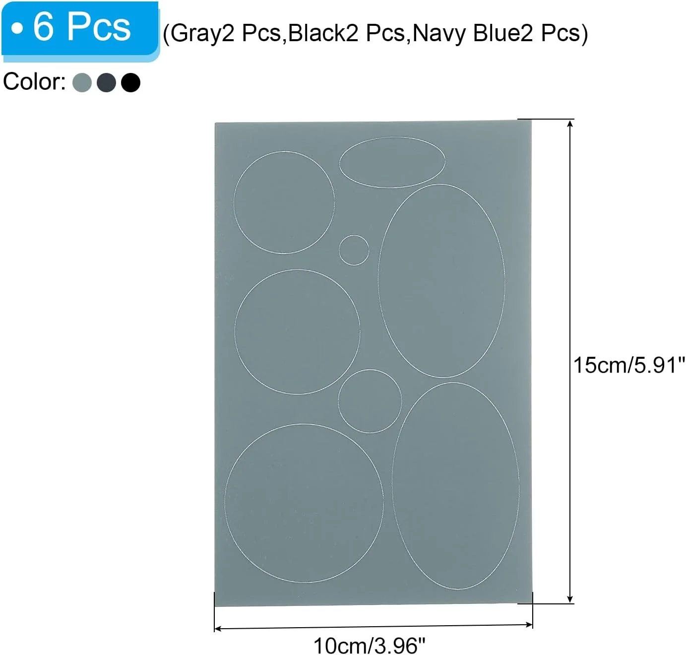 پچ های تعمیراتی 10x15 سانتی متری PATIKIL، پچ های پارچه ای خود چسب برای تعمیرات کلاه و کاپشن - بسته 6 عددی، خاکستری، مشکی، سرمه ای