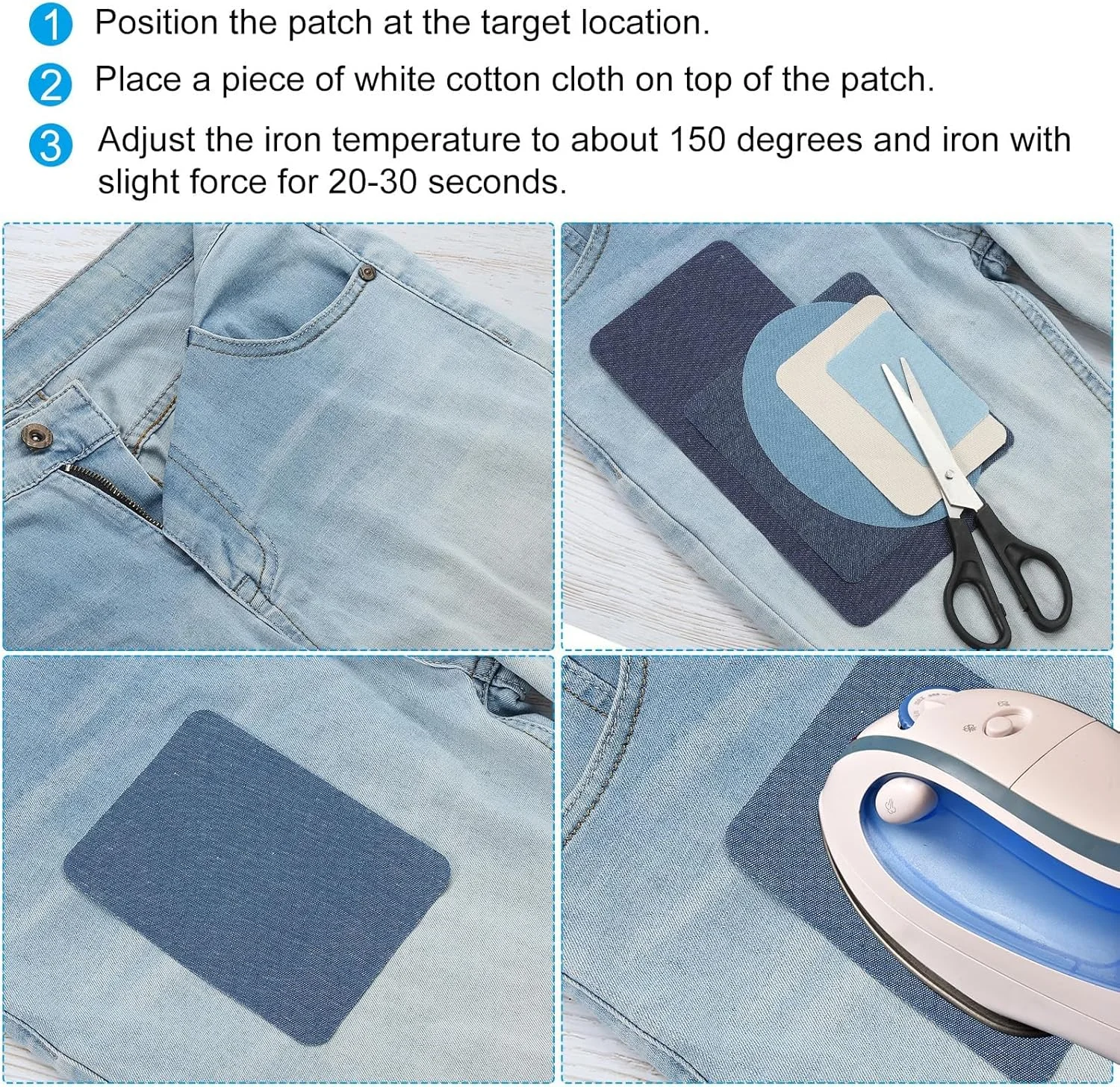 تکه پارچه های اتویی PATIKIL، 20x10 سانتی متر، بسته 8 عددی، تکه پارچه تعمیر لباس، تکه اتویی برای تعمیر لباس، شلوار، کیف، ترمیم سوراخ، کیت تزئین، مشکی جین تکه پارچه های اتویی PATIKIL، 20x10 سانتی متر، بسته 8 عددی، تکه پارچه تعمیر لباس، تکه اتویی برای تعمیر لباس، شلوار، کیف، ترمیم سوراخ، کیت تزئین، مشکی جین