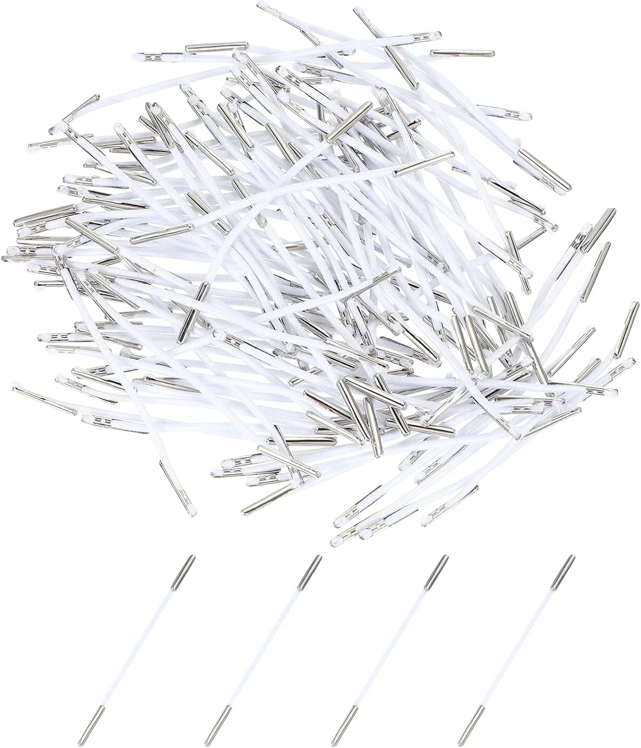 بند سیم خاردار الاستیک PATIKIL، 3 اینچ / 77 میلی متر، 200 عدد حلقه کششی 2 میلی متری نخ گرد با اتصالات میله فلزی برای کلاه ماسک منو صنایع دستی کتاب، سفید