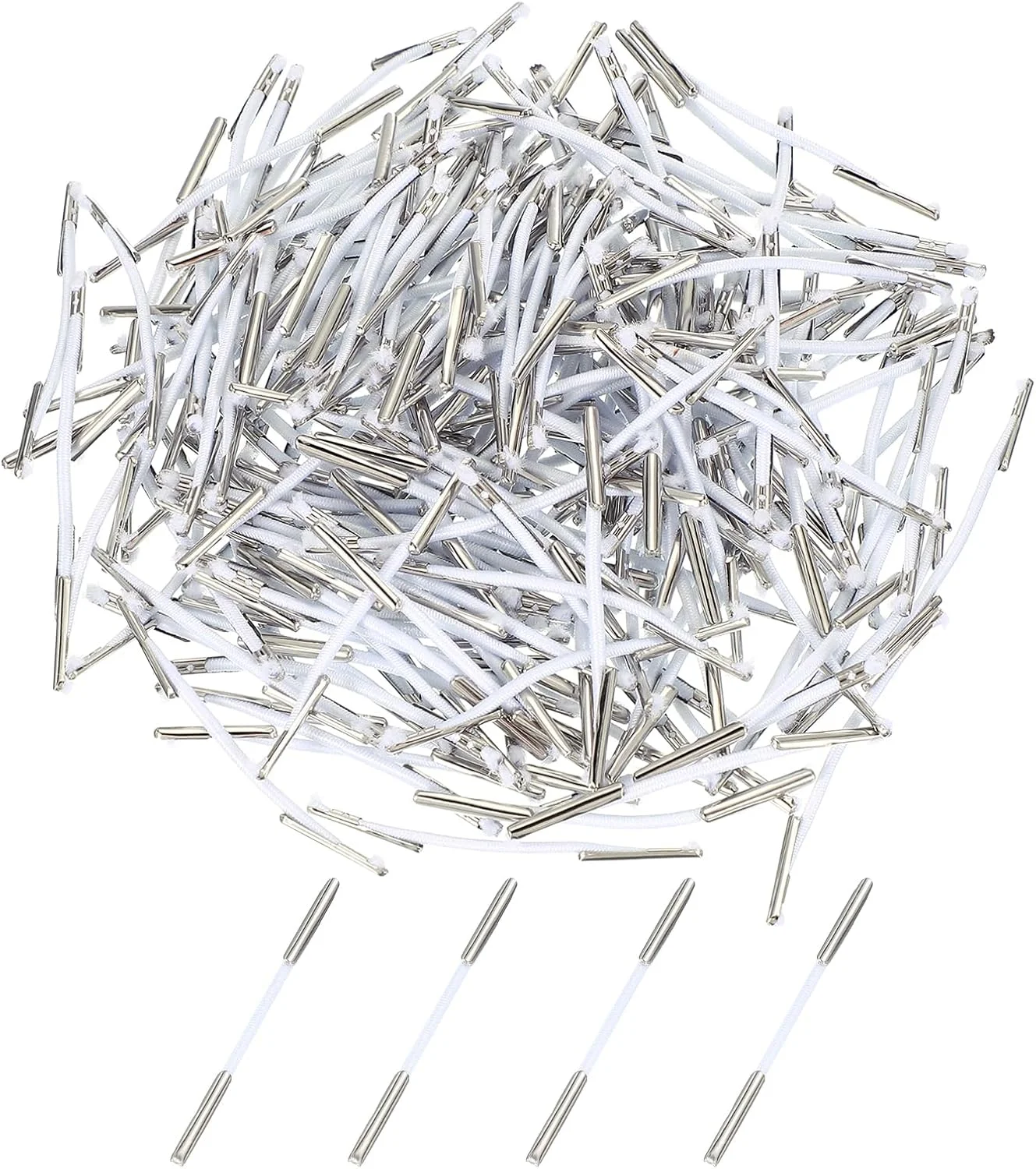 بند سیم خاردار الاستیک PATIKIL، 2 اینچ / 52 میلی متر، 200 عدد حلقه کششی 2 میلی متری با اتصالات میله فلزی برای کلاه، ماسک، منو، صنایع دستی، کتاب، سفید