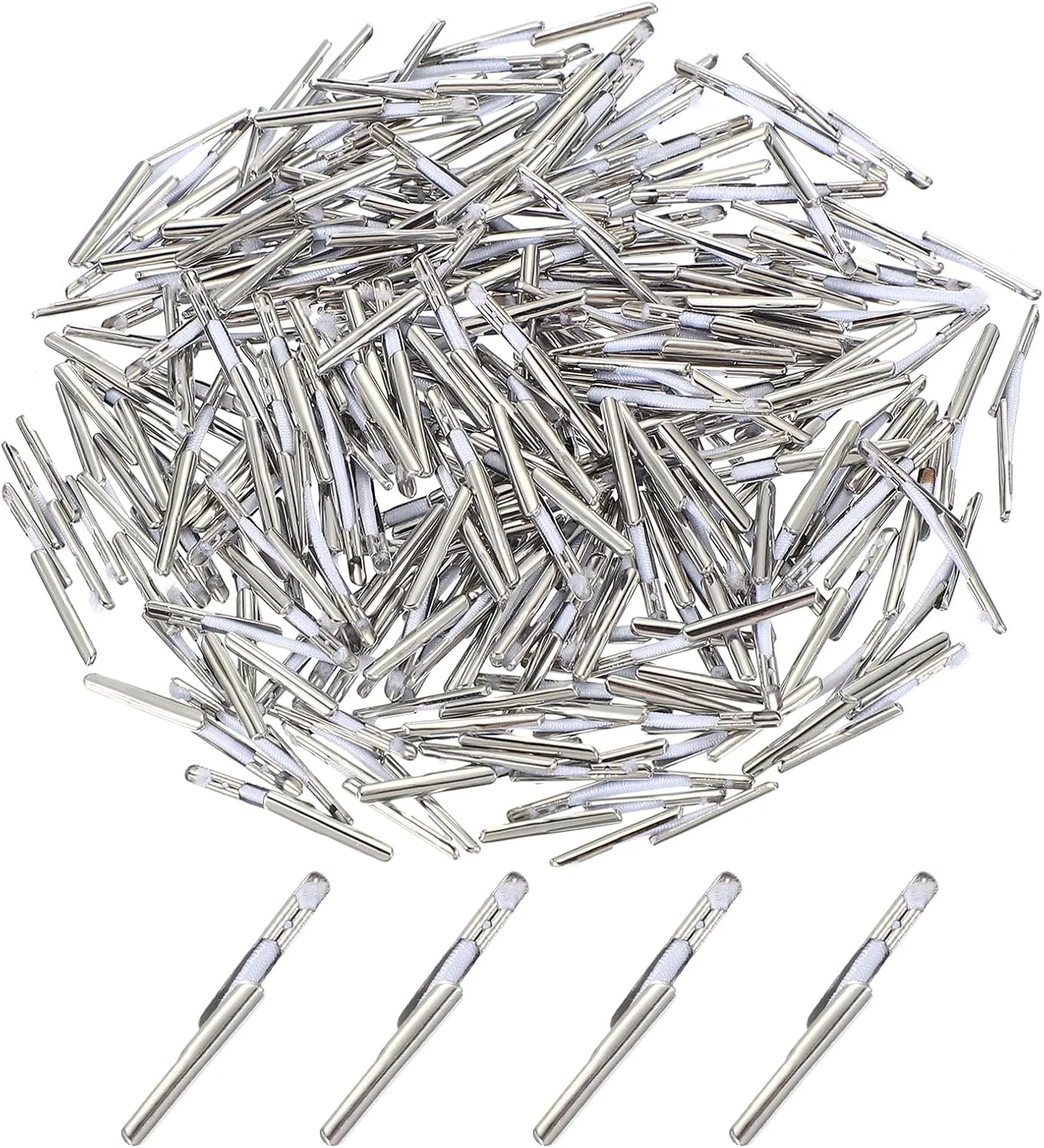 بند سیم خاردار الاستیک PATIKIL، 1 اینچ / 27 میلی متر، 200 عدد حلقه کششی 2 میلی متری با اتصالات میله فلزی برای کلاه، ماسک، منو، صنایع دستی، کتاب، سفید