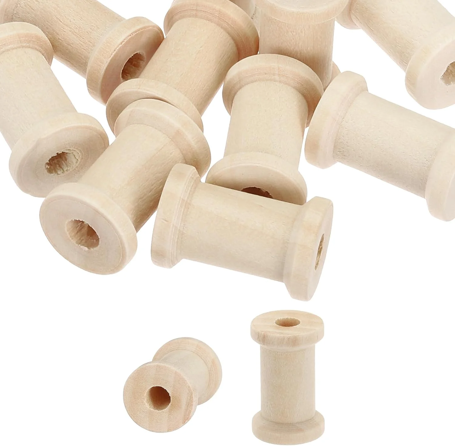 پاتیکیل ماسوره چوبی خالی 2.54x1.01 سانتی متر، بسته 20 عددی ماسوره نخ خیاطی چوبی ناتمام، ماسوره بافت سیم طبیعی برای گلدوزی صنایع دستی، رنگ چوب