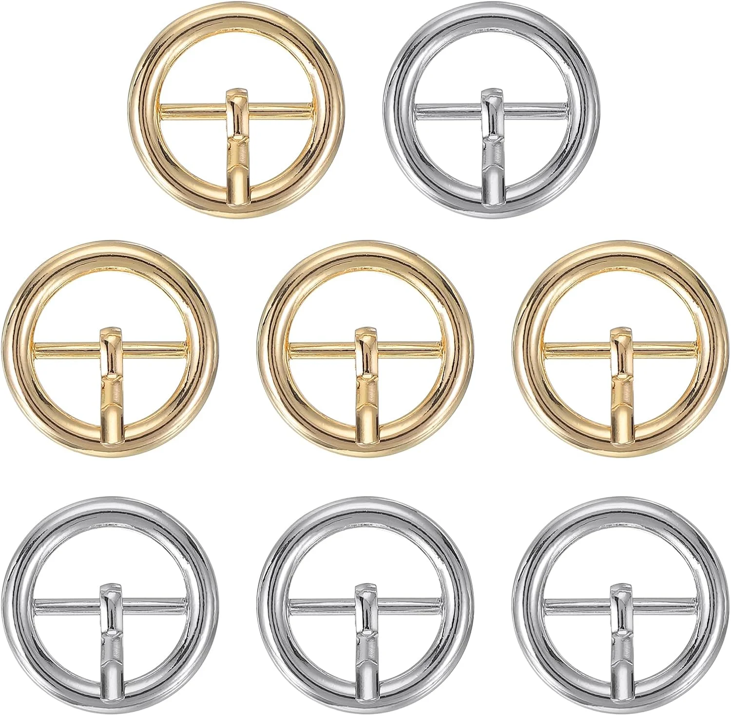 سگک کمربند تک زبانه PATIKIL 0.8 اینچ، 8 عدد سگک غلتکی فلزی میله مرکزی گرد برای ساخت کمربند، کیف پول، لوازم سخت افزاری چرمی، نقره ای/طلایی روشن، چند رنگ، 1.4 اینچ