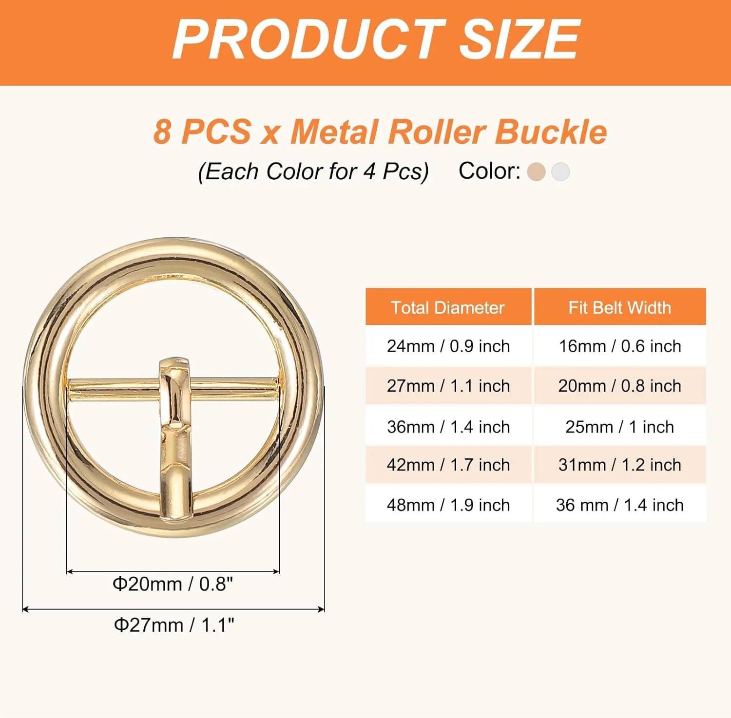 سگک کمربند تک زبانه PATIKIL 0.8 اینچ، 8 عدد سگک غلتکی فلزی میله مرکزی گرد برای ساخت کمربند، کیف پول، لوازم سخت افزاری چرمی، نقره ای/طلایی روشن، چند رنگ، 1.4 اینچ سگک کمربند تک زبانه PATIKIL 0.8 اینچ، 8 عدد سگک غلتکی فلزی میله مرکزی گرد برای ساخت کمربند، کیف پول، لوازم سخت افزاری چرمی، نقره ای/طلایی روشن، چند رنگ، 1.4 اینچ