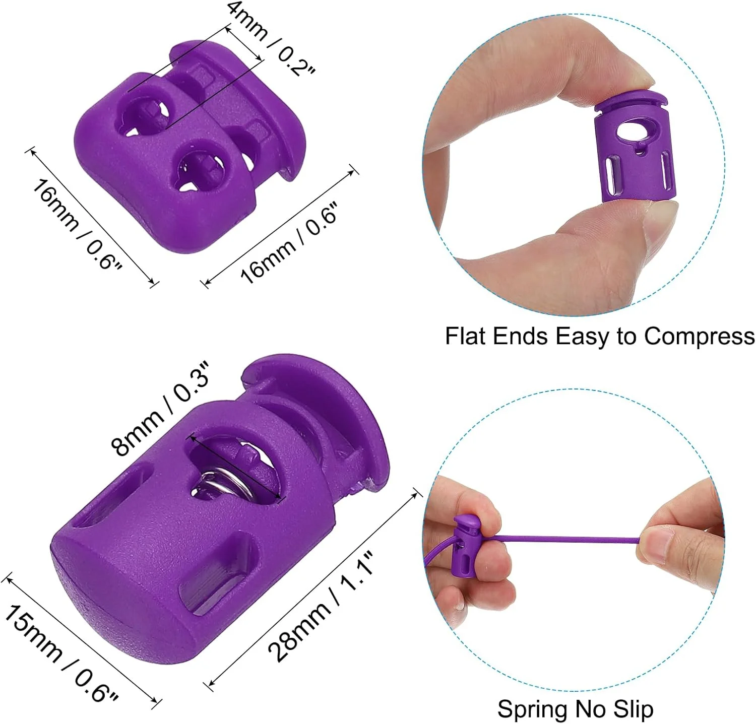 PATIKIL 15 متری طناب بانجی الاستیک و 10 عدد قفل طناب تک سوراخ و 10 عدد استاپر فنری دو سوراخ برای بند پاراکورد، بند کفش، لباس، کوله پشتی، کیف، بنفش PATIKIL 15 متری طناب بانجی الاستیک و 10 عدد قفل طناب تک سوراخ و 10 عدد استاپر فنری دو سوراخ برای بند پاراکورد، بند کفش، لباس، کوله پشتی، کیف، بنفش