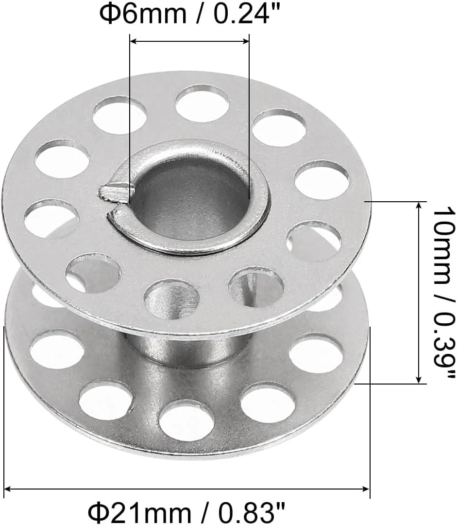 ماسوره های فلزی PATIKIL برای چرخ خیاطی با جعبه گلدوزی، بسته 20 عددی نقره ای