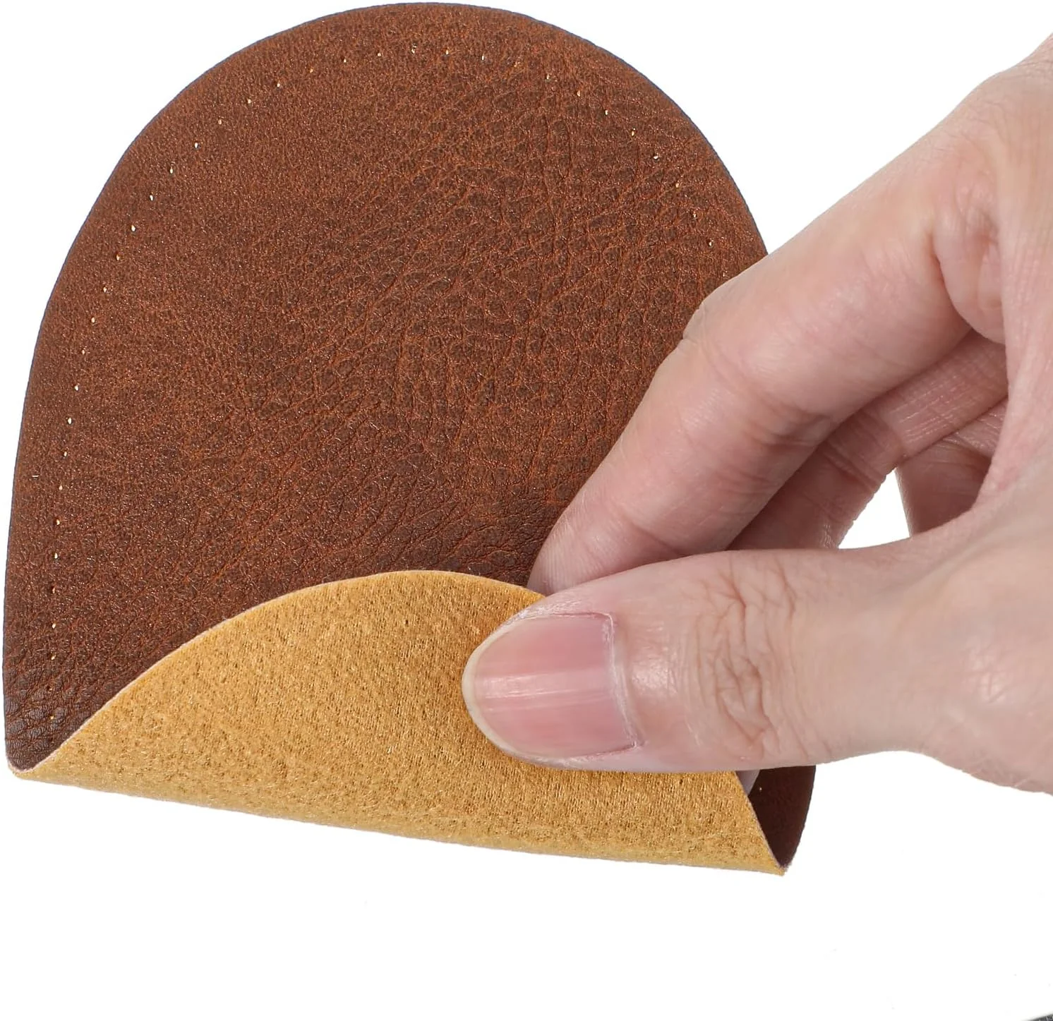 دو عدد تکه آرنجی برای ژاکت، تکه چرمی بیضی شکل PU قابل دوخت، تکه دوزی پارچه ای برای تعمیر لباس برای ژاکت، کت، شلوار و کلاه (قهوه ای، 5.43×3.54 اینچ)