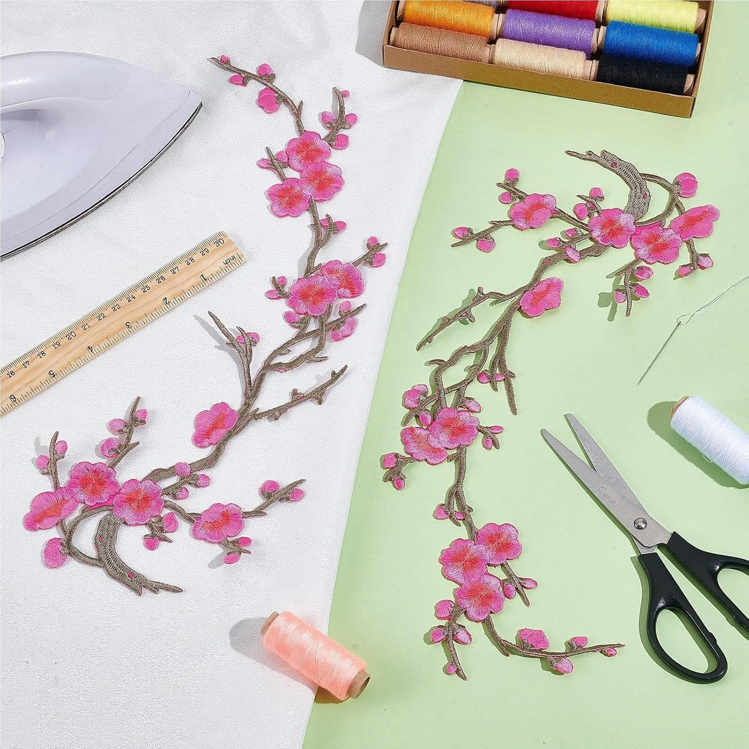 تکه دوزی های اتویی برای لباس | تکه دوزی های گلدوزی شده، پارچه خیاطی طرح شکوفه آلو با پشت چسب دار برای پروژه های مد لباس تیم ورزشی و کلاه تکه دوزی های اتویی برای لباس | تکه دوزی های گلدوزی شده، پارچه خیاطی طرح شکوفه آلو با پشت چسب دار برای پروژه های مد لباس تیم ورزشی و کلاه