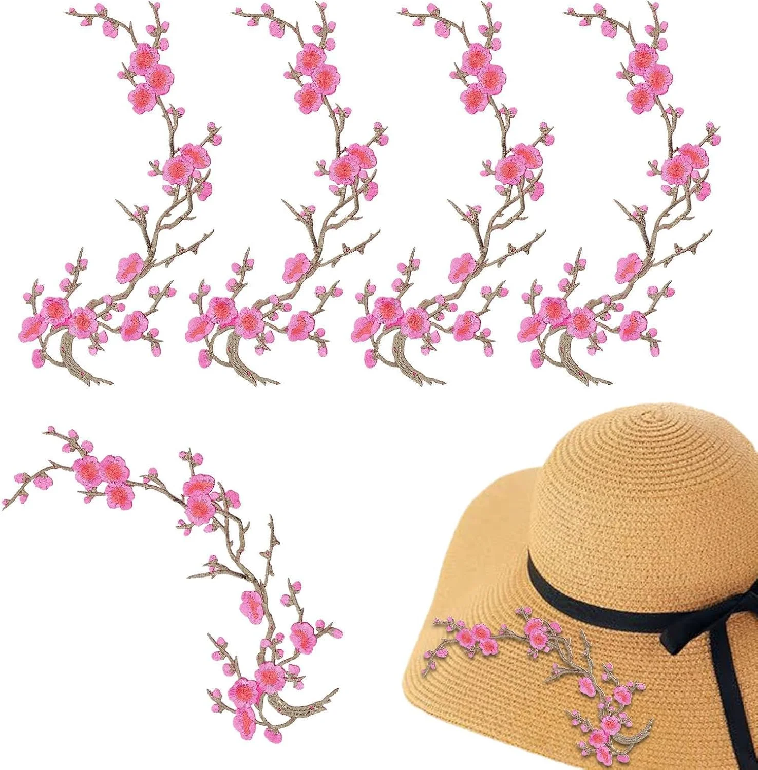 تکه پارچه اتویی | تکه دوزی گلدوزی شده - پارچه خیاطی طرح شکوفه آلو با پشت چسب دار برای لباس های ورزشی، پروژه های مد و کلاه تکه پارچه اتویی | تکه دوزی گلدوزی شده - پارچه خیاطی طرح شکوفه آلو با پشت چسب دار برای لباس های ورزشی، پروژه های مد و کلاه