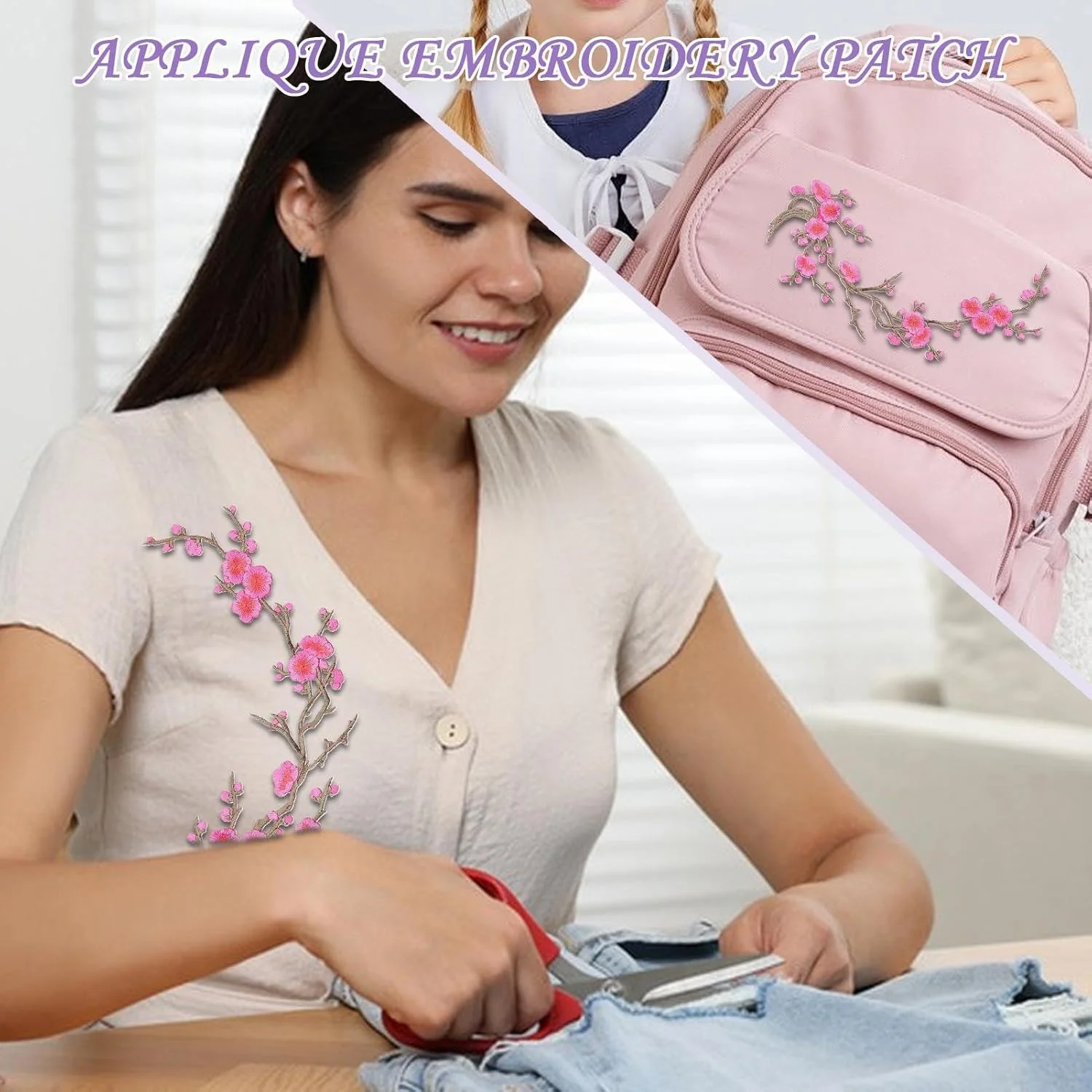 تکه پارچه اتویی | تکه دوزی گلدوزی شده - پارچه خیاطی طرح شکوفه آلو با پشت چسب دار برای لباس های ورزشی، پروژه های مد و کلاه تکه پارچه اتویی | تکه دوزی گلدوزی شده - پارچه خیاطی طرح شکوفه آلو با پشت چسب دار برای لباس های ورزشی، پروژه های مد و کلاه