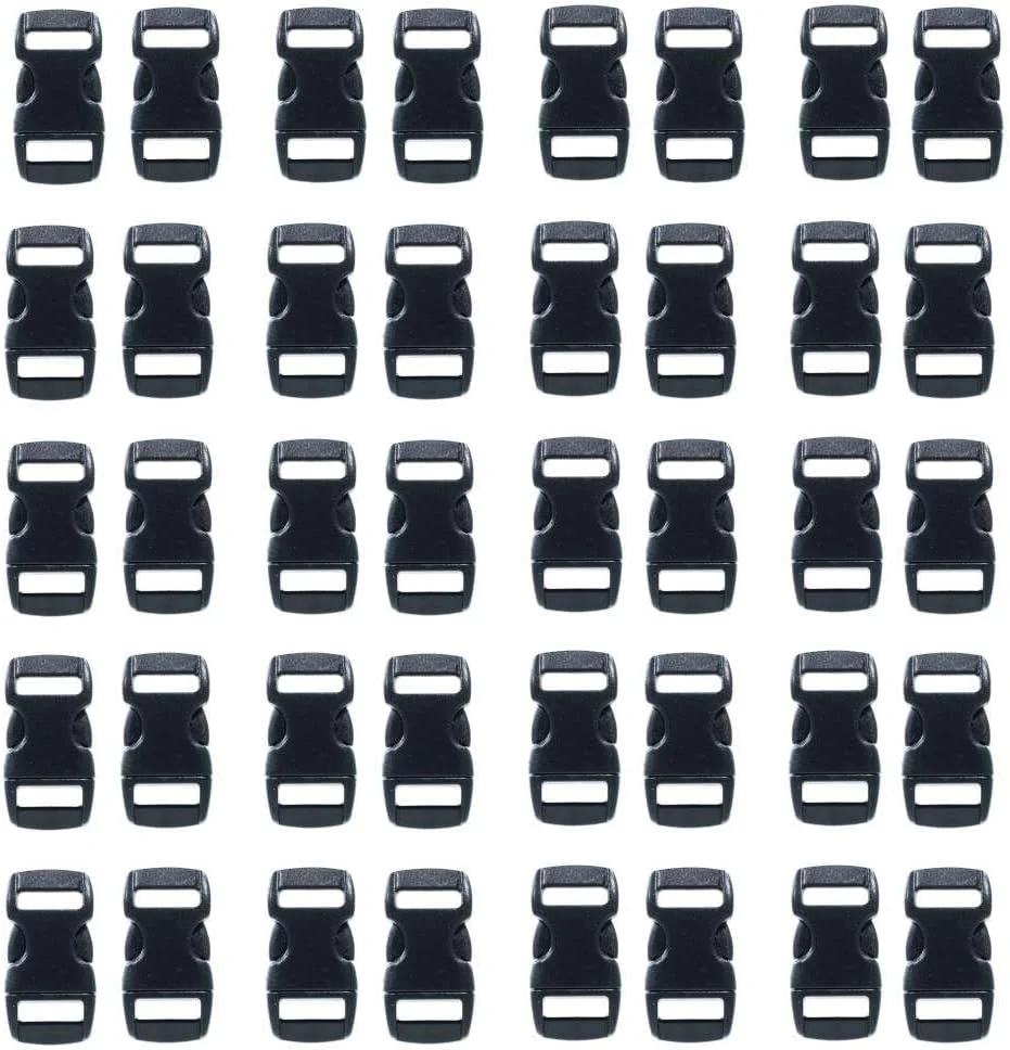 سگک های پلاستیکی مشکی 3/8 اینچی PARACORD PLANET - سگک های رهاسازی جانبی سریع و منحنی (بسته 40 عددی) سگک های پلاستیکی مشکی 3/8 اینچی PARACORD PLANET - سگک های رهاسازی جانبی سریع و منحنی (بسته 40 عددی)