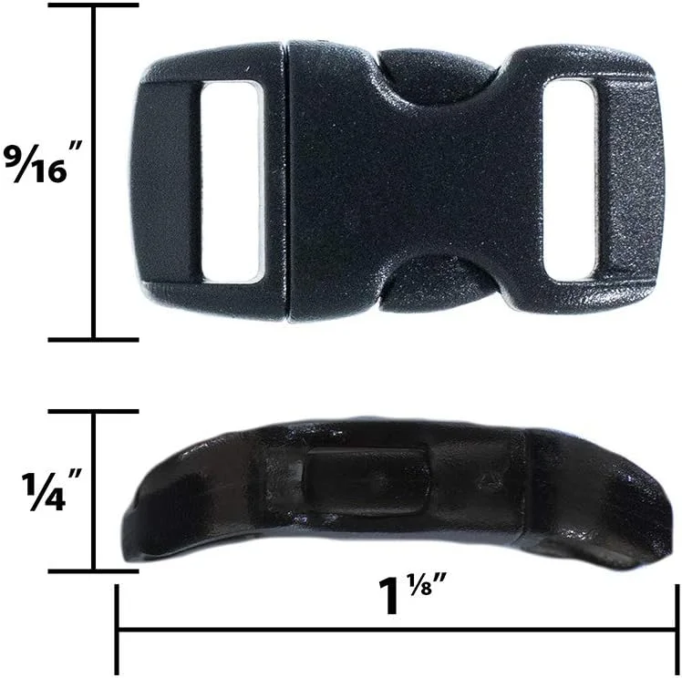 سگک های پلاستیکی مشکی 3/8 اینچی PARACORD PLANET - سگک های رهاسازی جانبی سریع و منحنی (بسته 40 عددی) سگک های پلاستیکی مشکی 3/8 اینچی PARACORD PLANET - سگک های رهاسازی جانبی سریع و منحنی (بسته 40 عددی)