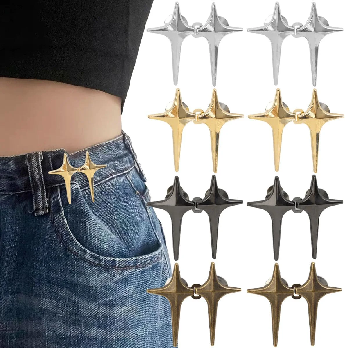 پاوتکسپوم 8 ست دکمه ستاره ای قابل تنظیم برای تنگ کردن کمر شلوار، ست سگک کمری قابل تنظیم بدون نیاز به دوخت و ابزار، سگک های کمری تزئینی جداشدنی، دکمه های سوزنی جین برای شلوار جین، شلوار و دامن های گشاد پاوتکسپوم 8 ست دکمه ستاره ای قابل تنظیم برای تنگ کردن کمر شلوار، ست سگک کمری قابل تنظیم بدون نیاز به دوخت و ابزار، سگک های کمری تزئینی جداشدنی، دکمه های سوزنی جین برای شلوار جین، شلوار و دامن های گشاد