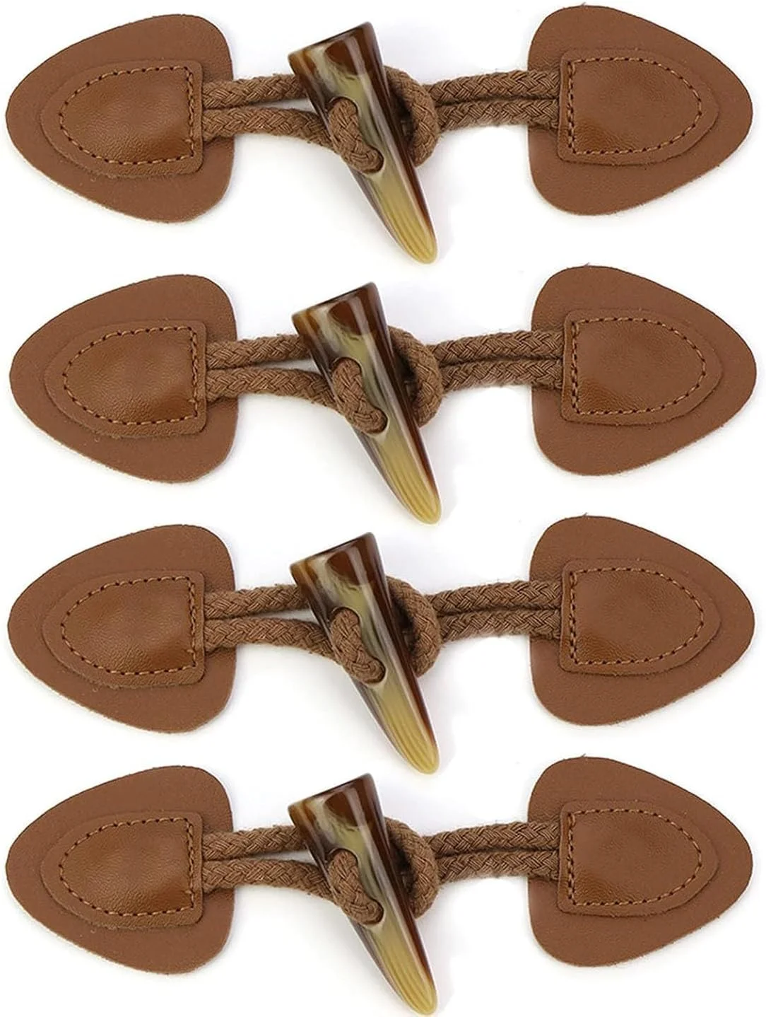 4 جفت دکمه های ضامن دار چرمی و رزینی - بست برای کت، بادگیر، ژاکت کش باف پشمی - مشکی - ایده آل برای DIY، خیاطی و تزئین لباس، قهوه ای 4 جفت دکمه های ضامن دار چرمی و رزینی - بست برای کت، بادگیر، ژاکت کش باف پشمی - مشکی - ایده آل برای DIY، خیاطی و تزئین لباس، قهوه ای