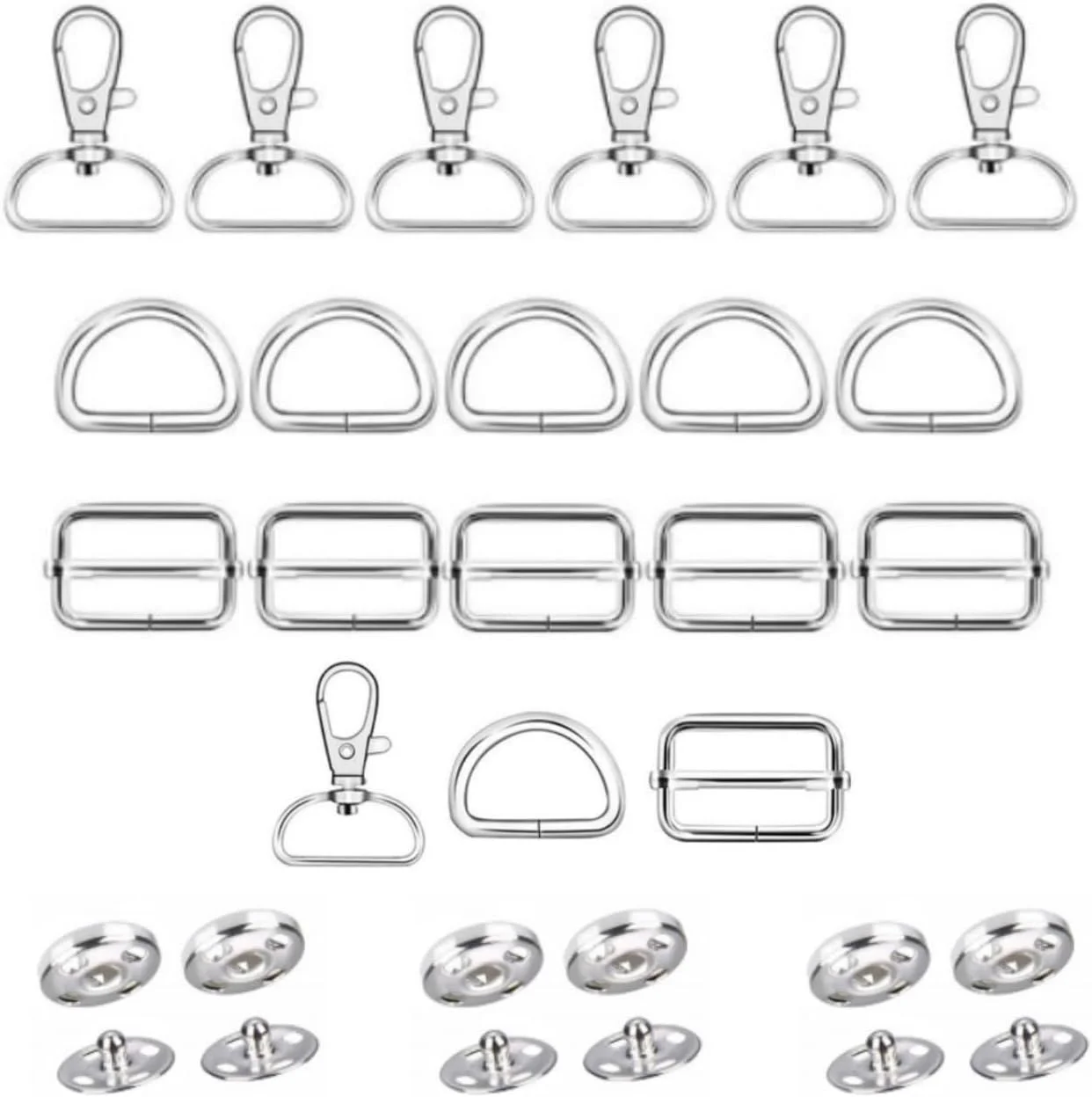 پک 36 عددی قلاب کارابین چرخشی Paicreate با حلقه کلید گردان، حلقه های D، سگک لغزنده Triglide، تنظیم کننده بند، سگک های فلزی و گیره برای لوازم خیاطی DIY پک 36 عددی قلاب کارابین چرخشی Paicreate با حلقه کلید گردان، حلقه های D، سگک لغزنده Triglide، تنظیم کننده بند، سگک های فلزی و گیره برای لوازم خیاطی DIY