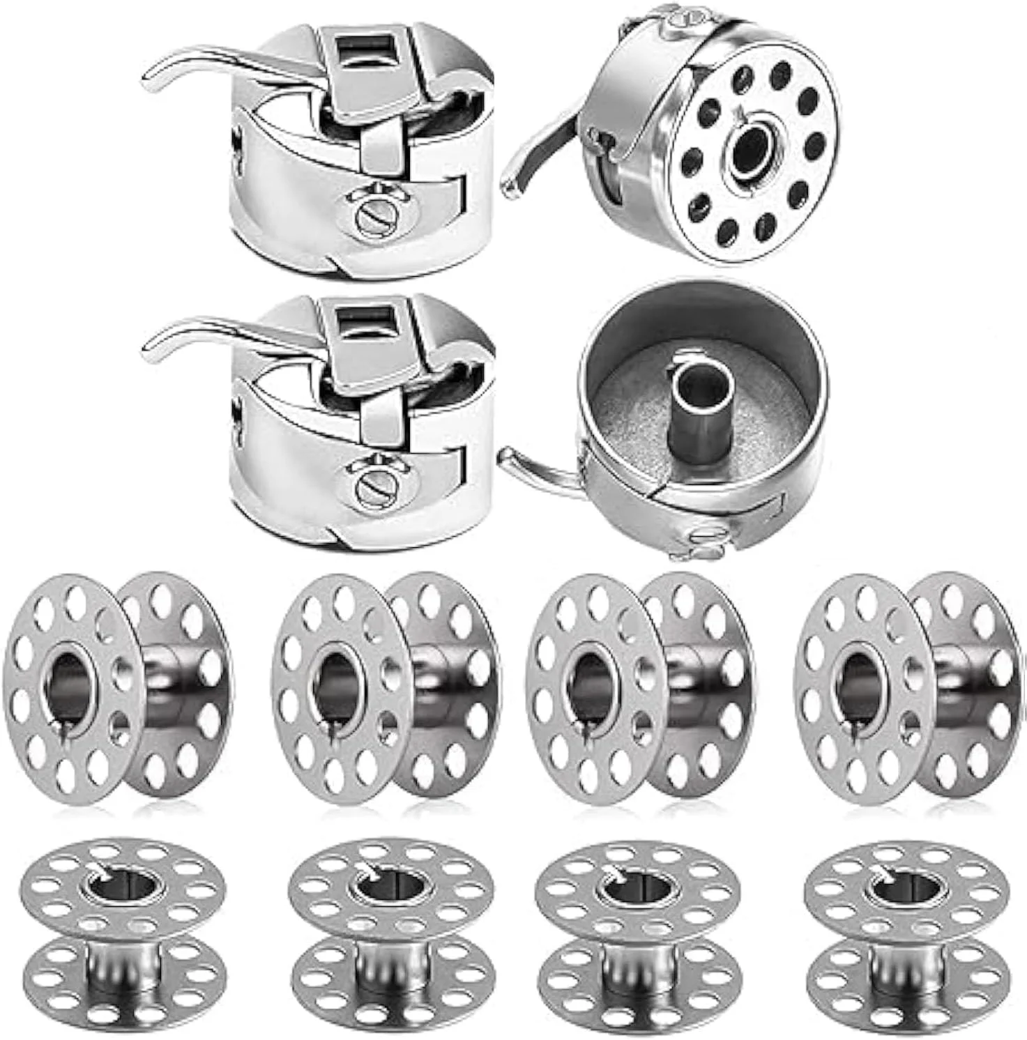 پایه کریت 12 عدد ماسوره چرخ خیاطی — شامل 4 جعبه ماسوره و 8 ماسوره فلزی، ماسوره های فلزی خالی برای اکثر چرخ های خانگی و صنعتی پایه کریت 12 عدد ماسوره چرخ خیاطی — شامل 4 جعبه ماسوره و 8 ماسوره فلزی، ماسوره های فلزی خالی برای اکثر چرخ های خانگی و صنعتی