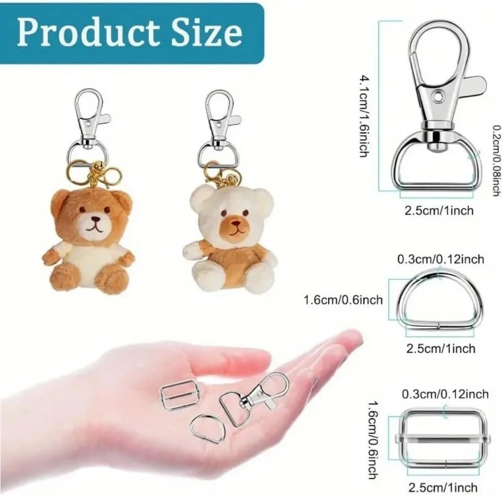 پک 36 عددی قلاب کارابین چرخشی Paicreate با حلقه کلید گردان، حلقه های D، سگک لغزنده Triglide، تنظیم کننده بند، سگک های فلزی و گیره برای لوازم خیاطی DIY پک 36 عددی قلاب کارابین چرخشی Paicreate با حلقه کلید گردان، حلقه های D، سگک لغزنده Triglide، تنظیم کننده بند، سگک های فلزی و گیره برای لوازم خیاطی DIY