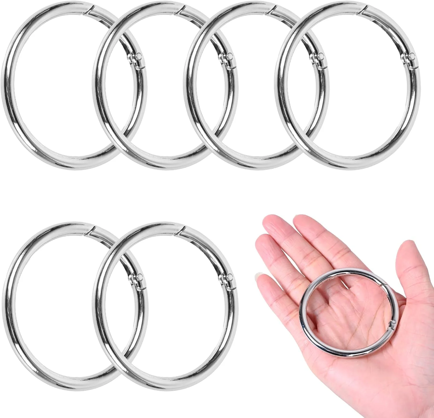 ست 6 عددی کارابین گرد OWLMATE، کارابین حلقه ای، قلاب کارابین گرد، جاکلیدی حلقه ای استیل O، قلاب کارابین برای کیف، کیف دستی، DIY، صنایع دستی، نقره ای ست 6 عددی کارابین گرد OWLMATE، کارابین حلقه ای، قلاب کارابین گرد، جاکلیدی حلقه ای استیل O، قلاب کارابین برای کیف، کیف دستی، DIY، صنایع دستی، نقره ای