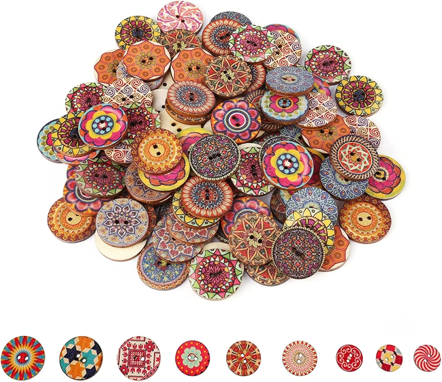 OVAQUIXI Wood Buttons Vintage Mixed Pattern 100Pcs, DIY Sewing Craft Decorative for Jackets, Shirts, Hats OVAQUIXI Wood Buttons Vintage Mixed Pattern 100Pcs, DIY Sewing Craft Decorative for Jackets, Shirts, Hats