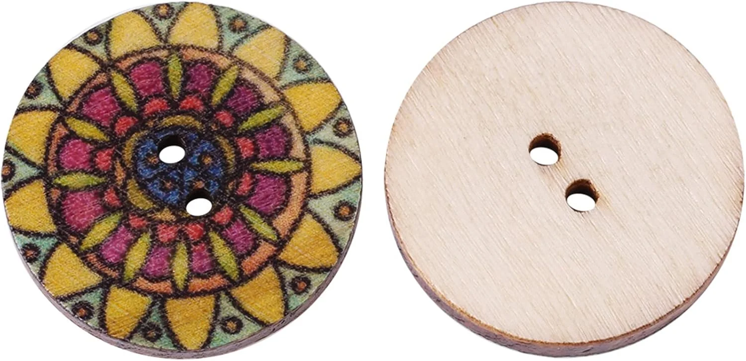 OVAQUIXI Wood Buttons Vintage Mixed Pattern 100Pcs, DIY Sewing Craft Decorative for Jackets, Shirts, Hats OVAQUIXI Wood Buttons Vintage Mixed Pattern 100Pcs, DIY Sewing Craft Decorative for Jackets, Shirts, Hats