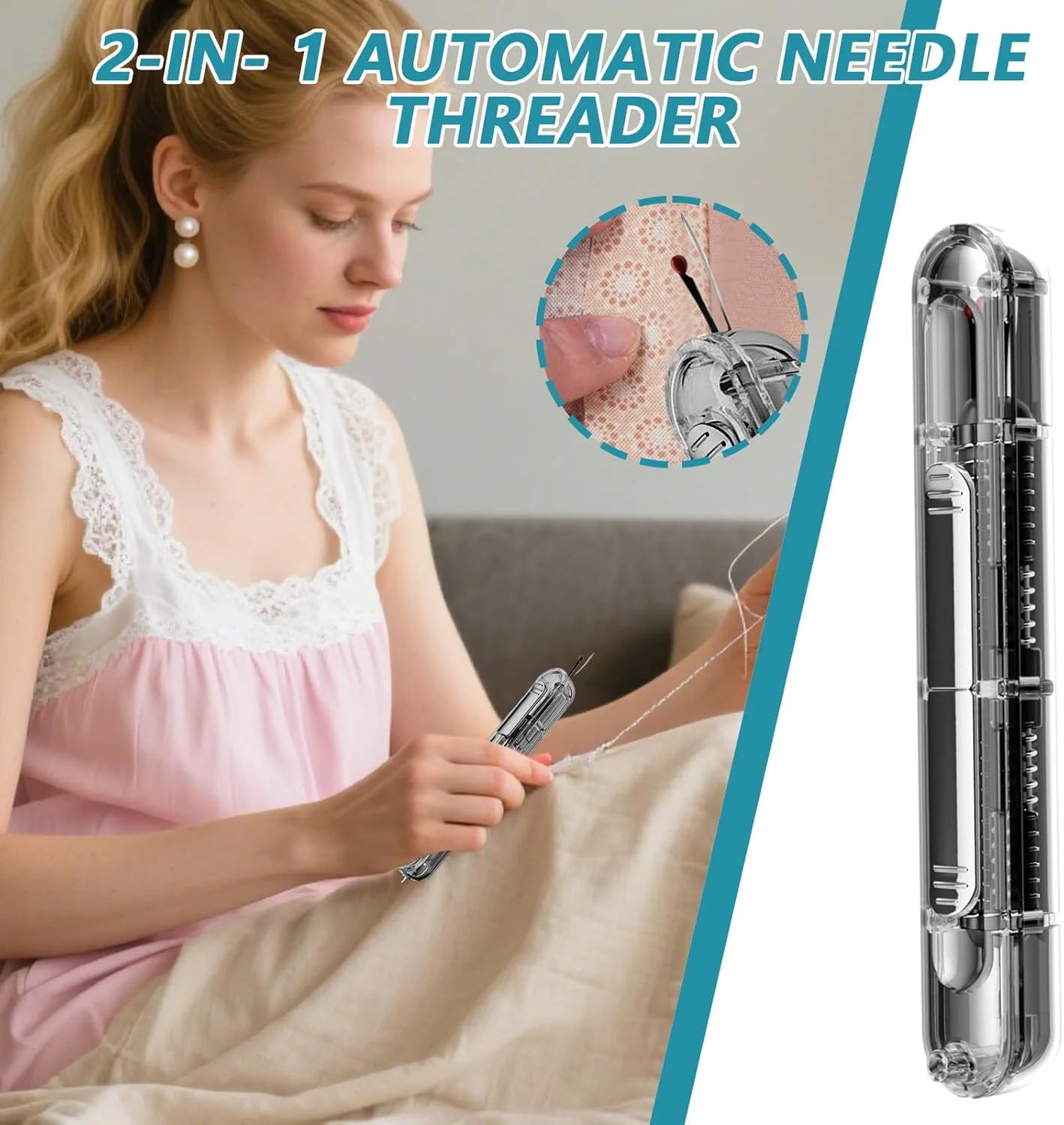 سوزن نخ کن برای خیاطی دستی - 2 در 1 شکافنده درز، سوزن نخ کن گلدوزی، لوازم لحاف دوزی دستی برای گلدوزی سوزن دوزی مبتدیان و علاقه مندان خانم ها سوزن نخ کن برای خیاطی دستی - 2 در 1 شکافنده درز، سوزن نخ کن گلدوزی، لوازم لحاف دوزی دستی برای گلدوزی سوزن دوزی مبتدیان و علاقه مندان خانم ها