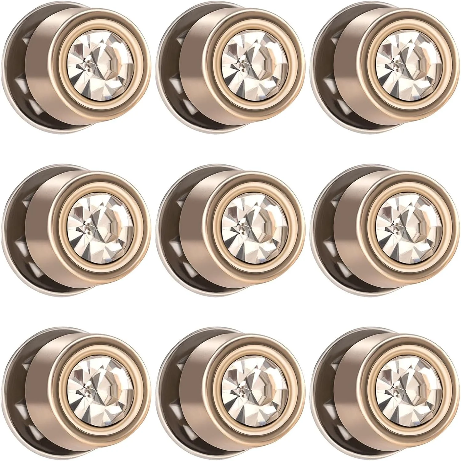 دکمه های نگین دار کریستالی بدون نیاز به دوخت، 10 عدد سنجاق سینه نقره ای کوچک جداشدنی برای لباس زنانه، شلوار جین، بلوز، ژاکت، کلاه، بست های تزئینی قابل استفاده مجدد، 10 میلی متر