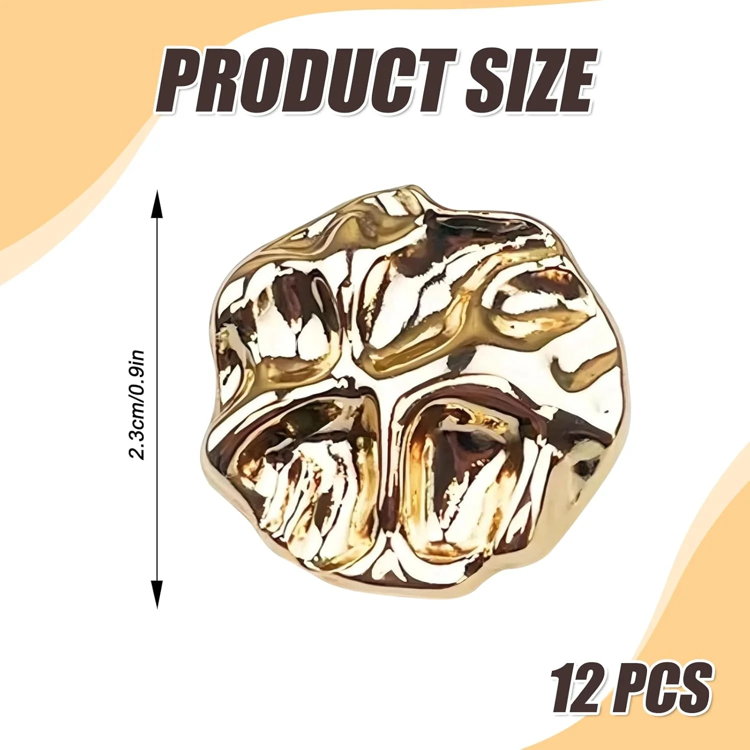 12 عدد دکمه فلزی طلایی فشن، دکمه های پایه نامنظم وینتیج برای ژاکت بافتنی، کت، پروژه های خیاطی صنایع دستی DIY، 23 میلی متر 12 عدد دکمه فلزی طلایی فشن، دکمه های پایه نامنظم وینتیج برای ژاکت بافتنی، کت، پروژه های خیاطی صنایع دستی DIY، 23 میلی متر