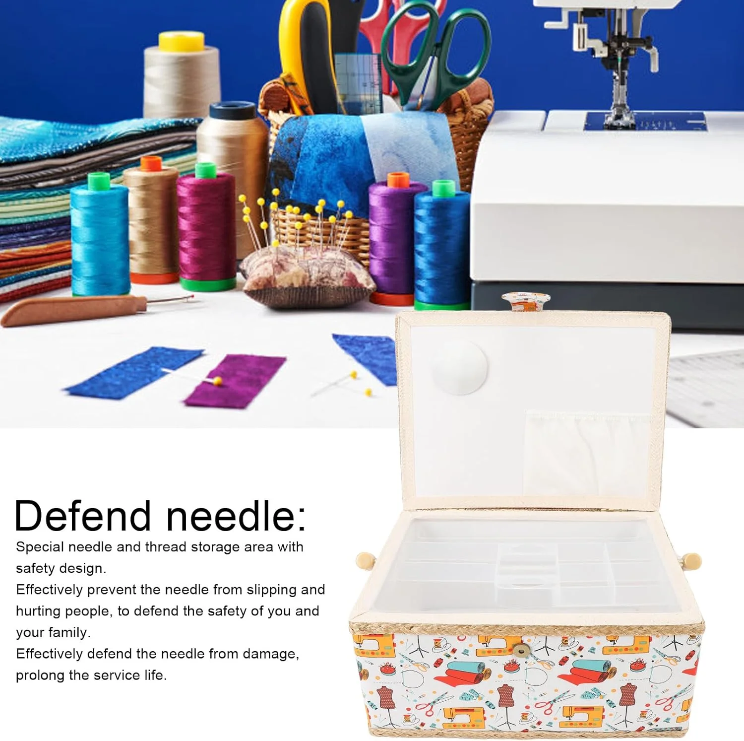 سبد خیاطی با ظرفیت بزرگ Luqeeg، سبد لوازم خیاطی پارچه ای نفیس با دسته قابل حمل و سینی پلاستیکی جداشدنی، تمیز کردن آسان برای نگهداری قیچی، سوزن، نخ و ابزار سبد خیاطی با ظرفیت بزرگ Luqeeg، سبد لوازم خیاطی پارچه ای نفیس با دسته قابل حمل و سینی پلاستیکی جداشدنی، تمیز کردن آسان برای نگهداری قیچی، سوزن، نخ و ابزار