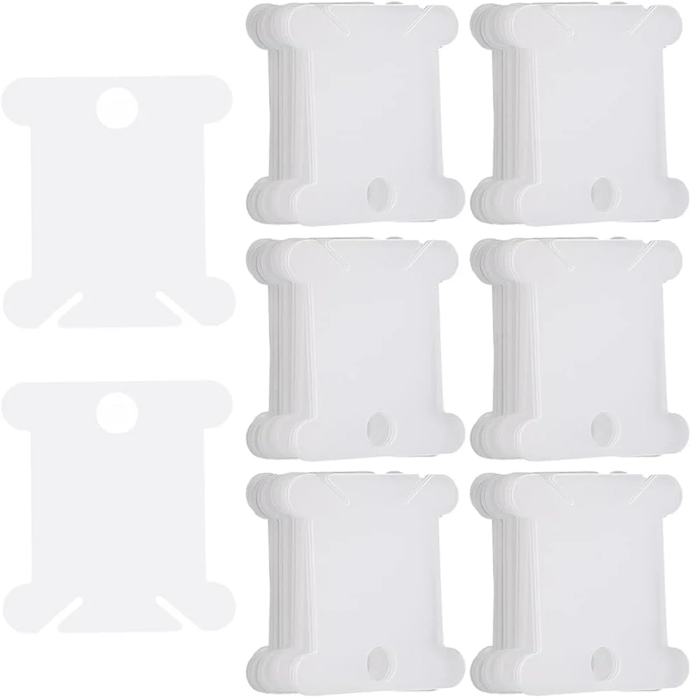 سانی کلو 200 عدد ماسوره نخ پلاستیکی، کارت نخ ماسوره، مقوایی کوچک شفاف، روبان تخت، نخ گلدوزی، نخ ریسمان، قرقره سازمان دهنده نخ برای لوازم بافندگی، دوخت و دوز و صنایع دستی