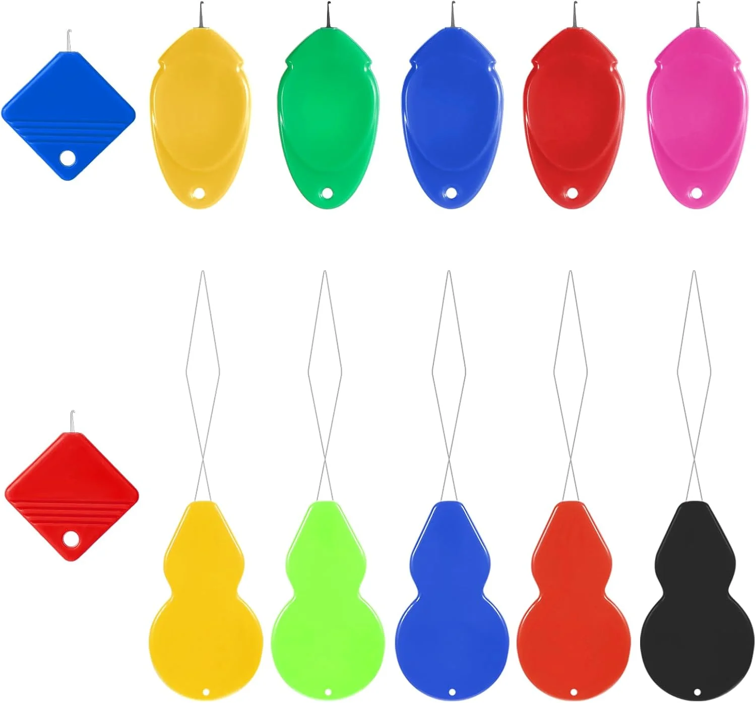 ۱۲ عدد سوزن نخ کن، سوزن نخ کن برای چرخ خیاطی دستی، ابزار نخ کن قلاب سیمی پلاستیکی، سوزن نخ کن آسان برای سوزن های کوچک چشمی برای گلدوزی، کوک متقاطع، کار با سوزن، کاردستی (۳ شکل)