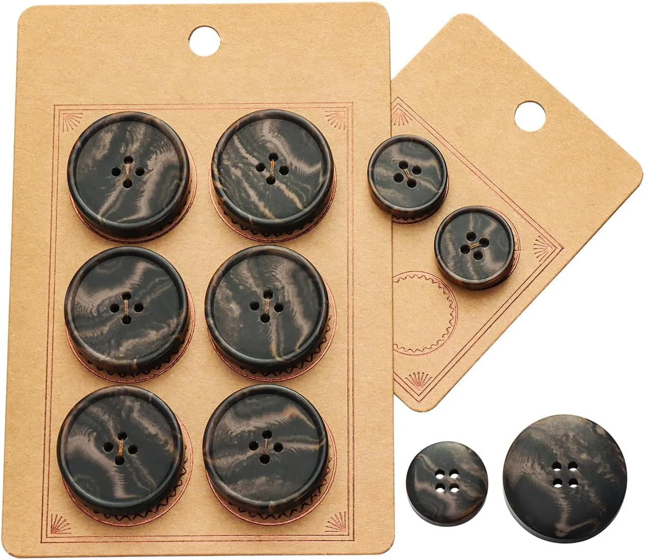 ست دکمه بازیافتی LTWHOME INOTIONSTYLE ساخته شده از شاخ بازیافتی 20/30 میلی متر دکمه های 4 سوراخه برای کت و ژاکت به رنگ قهوه ای تیره، 16 عدد 23LSK0195