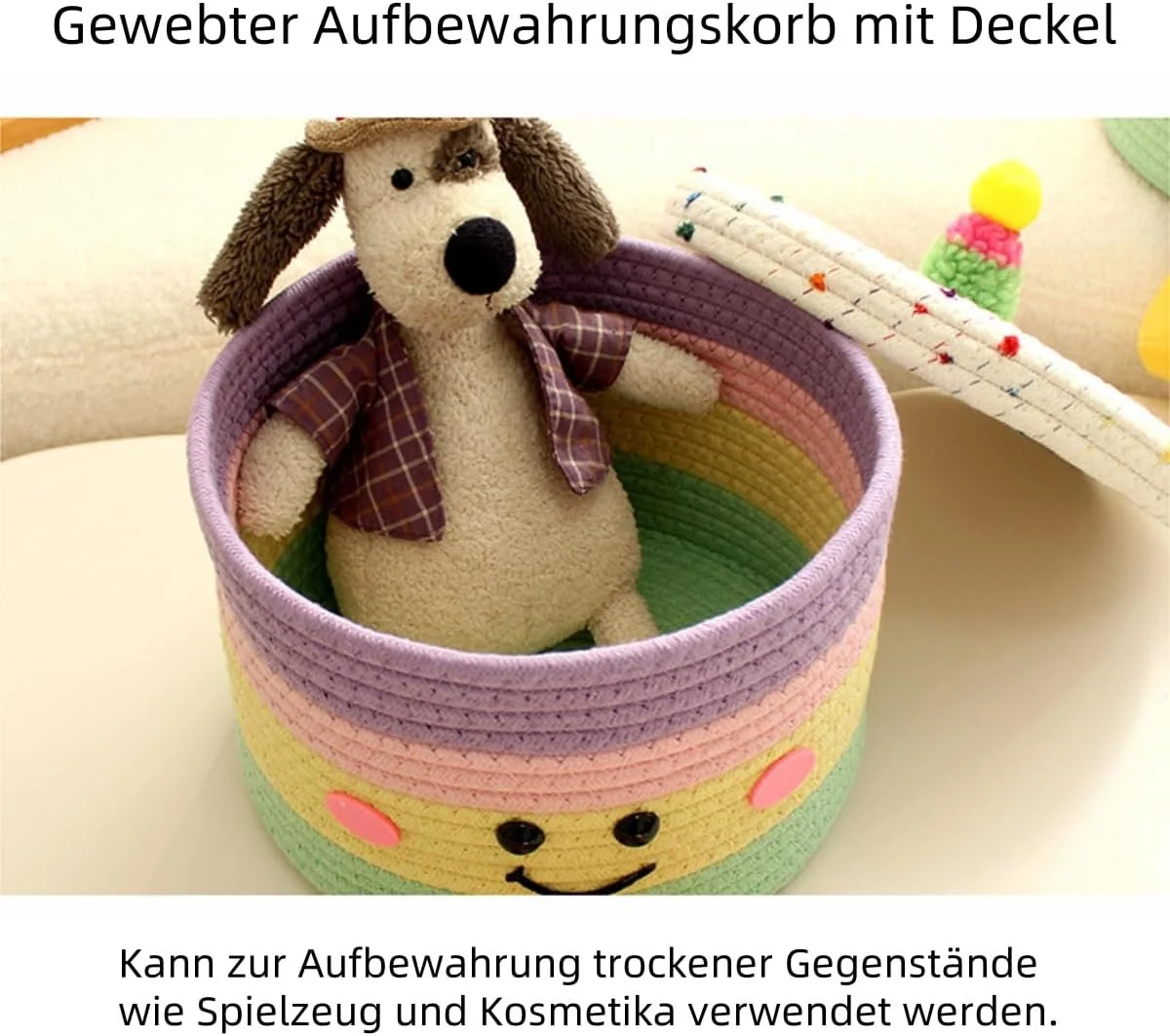 Vyloky Cotton Rope Braided Storage Basket Cute Cupcake Figure Organiser Decorative Box for Living Room Bedroom Toy Cuddly Toys Storage Decoration Ideas Gift (Large) Vyloky Cotton Rope Braided Storage Basket Cute Cupcake Figure Organiser Decorative Box for Living Room Bedroom Toy Cuddly Toys Storage Decoration Ideas Gift (Large)